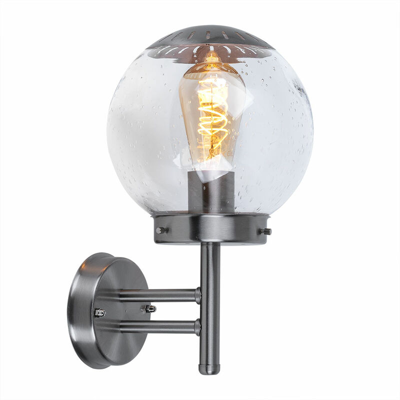 

Lámpara de pared para exterior con diseño de bola de acero inoxidable IP44 en un juego que incluye una fuente de luz LED de 7W