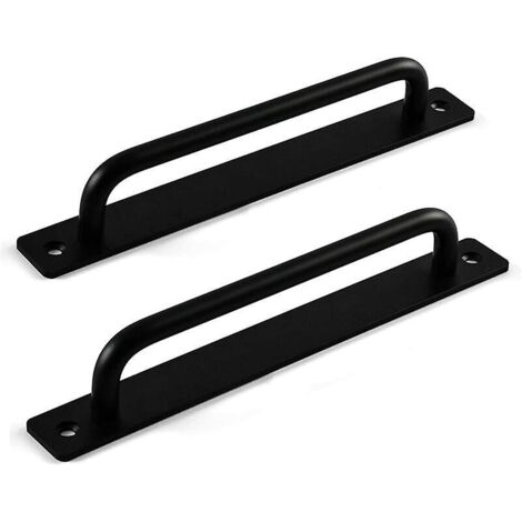 Exterior Gate Handle, Sliding Door Handle, Barn Door Handle, Hardware Door Handle for Wooden Door (2 Pieces, Black, 7.08 x 1.41 x 0.98 Inches)