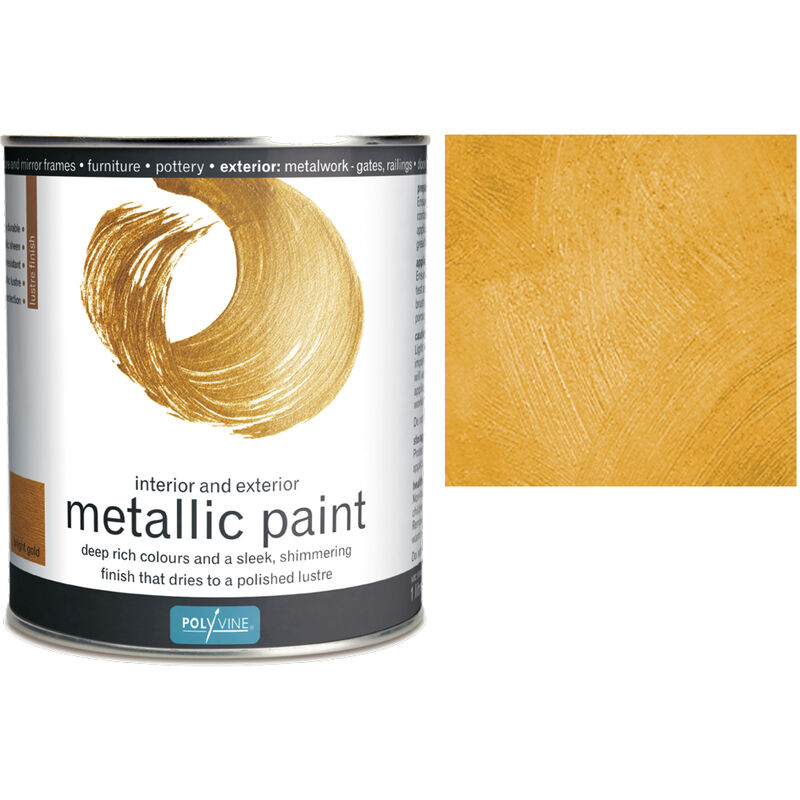 Acrylic Metallic Paint - Bright Gold - 1 LITRE - Polyvine