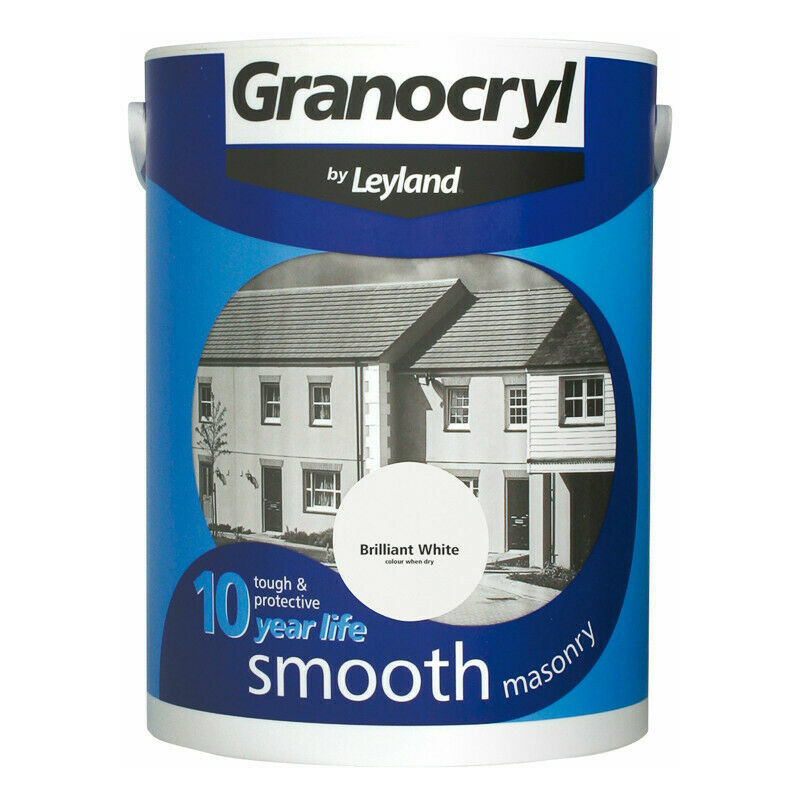 Granocryl - Smooth Exterior Masonry Paint - 5L - Brilliant White - Brilliant White