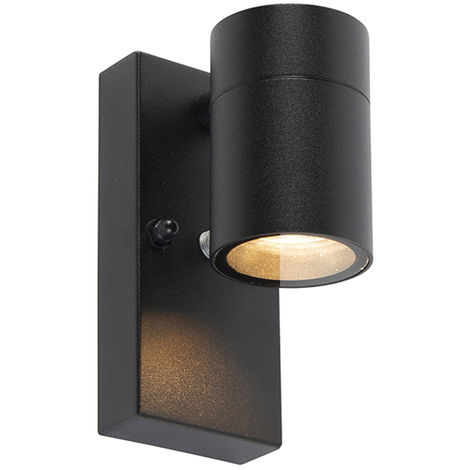 Exterior wall light black with light-dark sensor IP44 - Solo