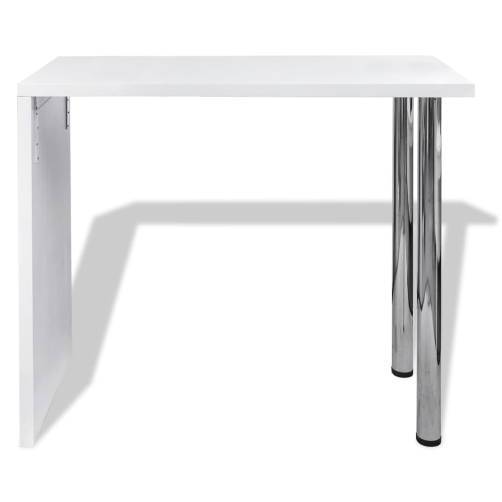 Mesa alta de cocina de MDF y 2 patas de acero blanco con brillo