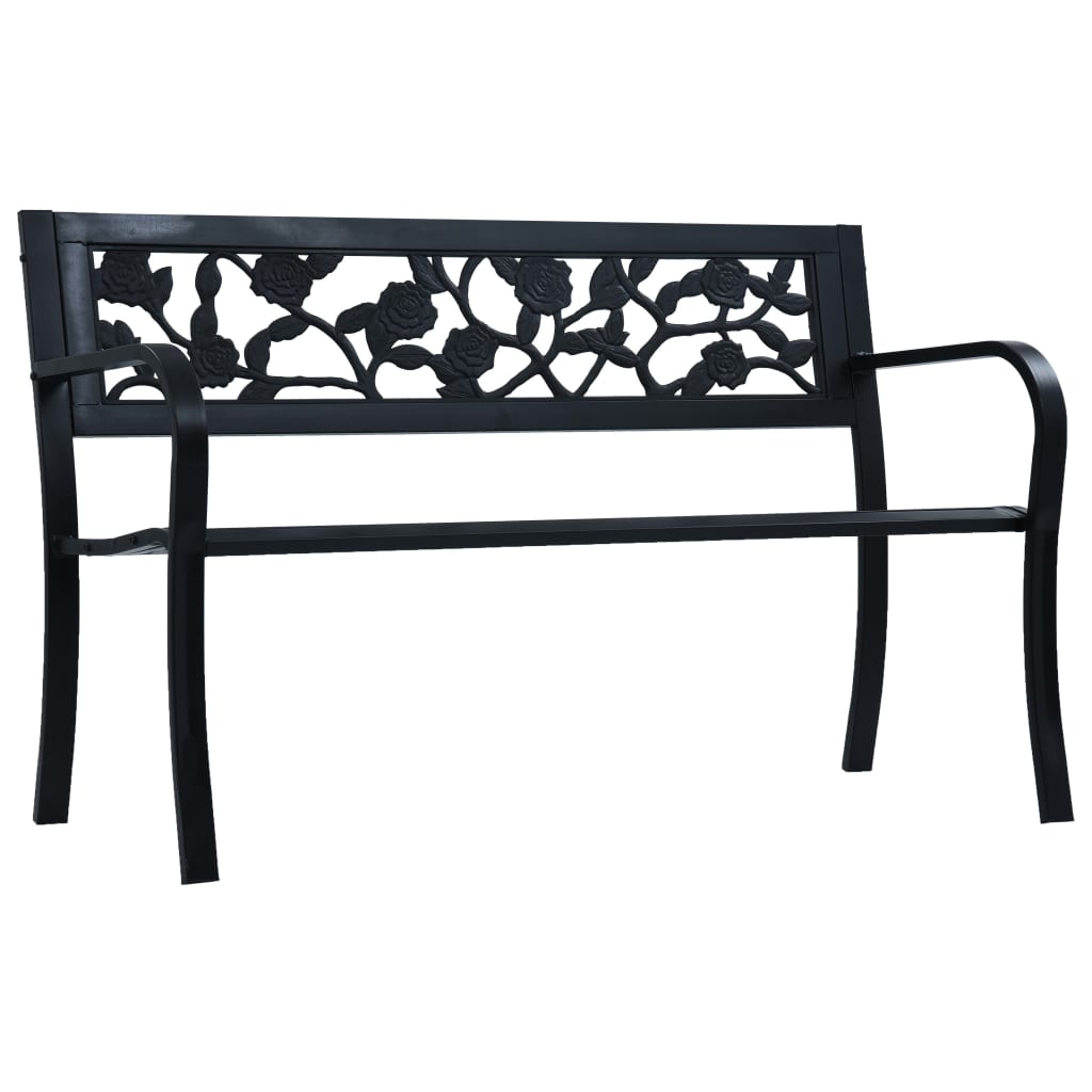 Banc De Jardin 125 Cm Noir Acier 47942