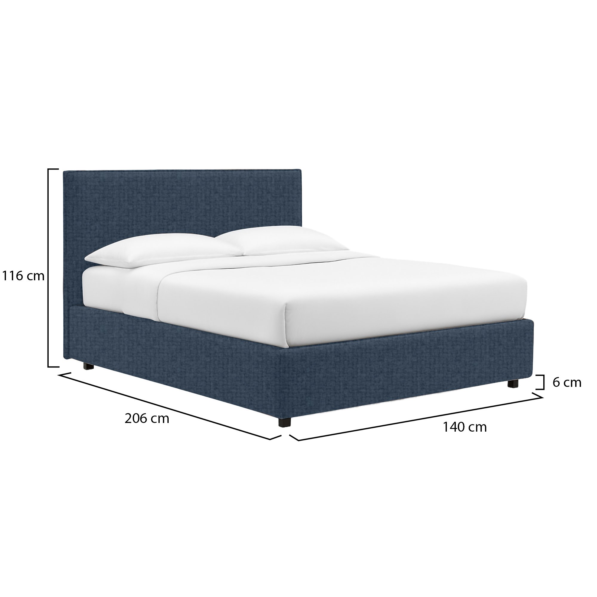 Letto piazza e mezza blu con contenitore e caratteristiche di design