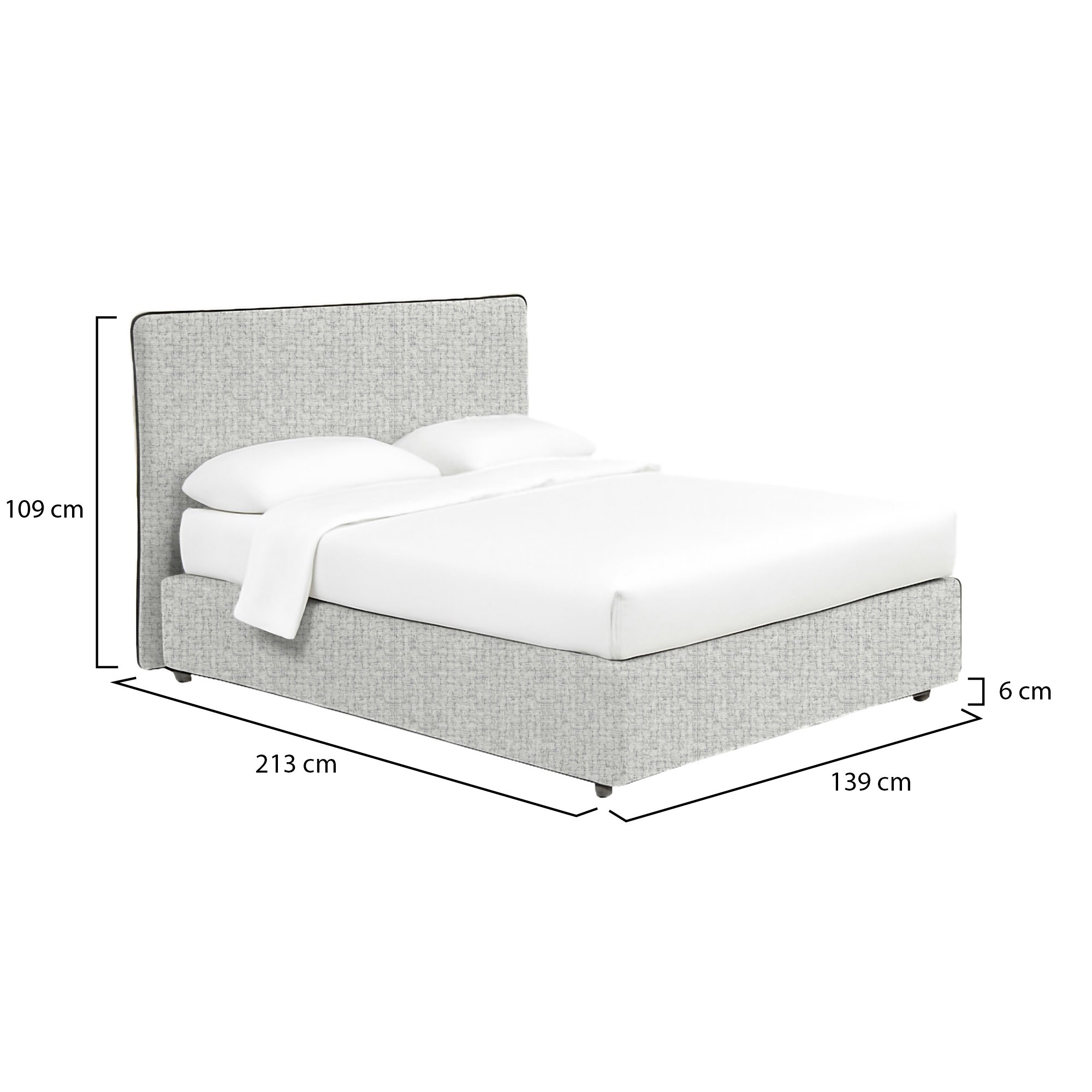 Letto piazza e mezza in tessuto sfoderabile grigio con contenitore