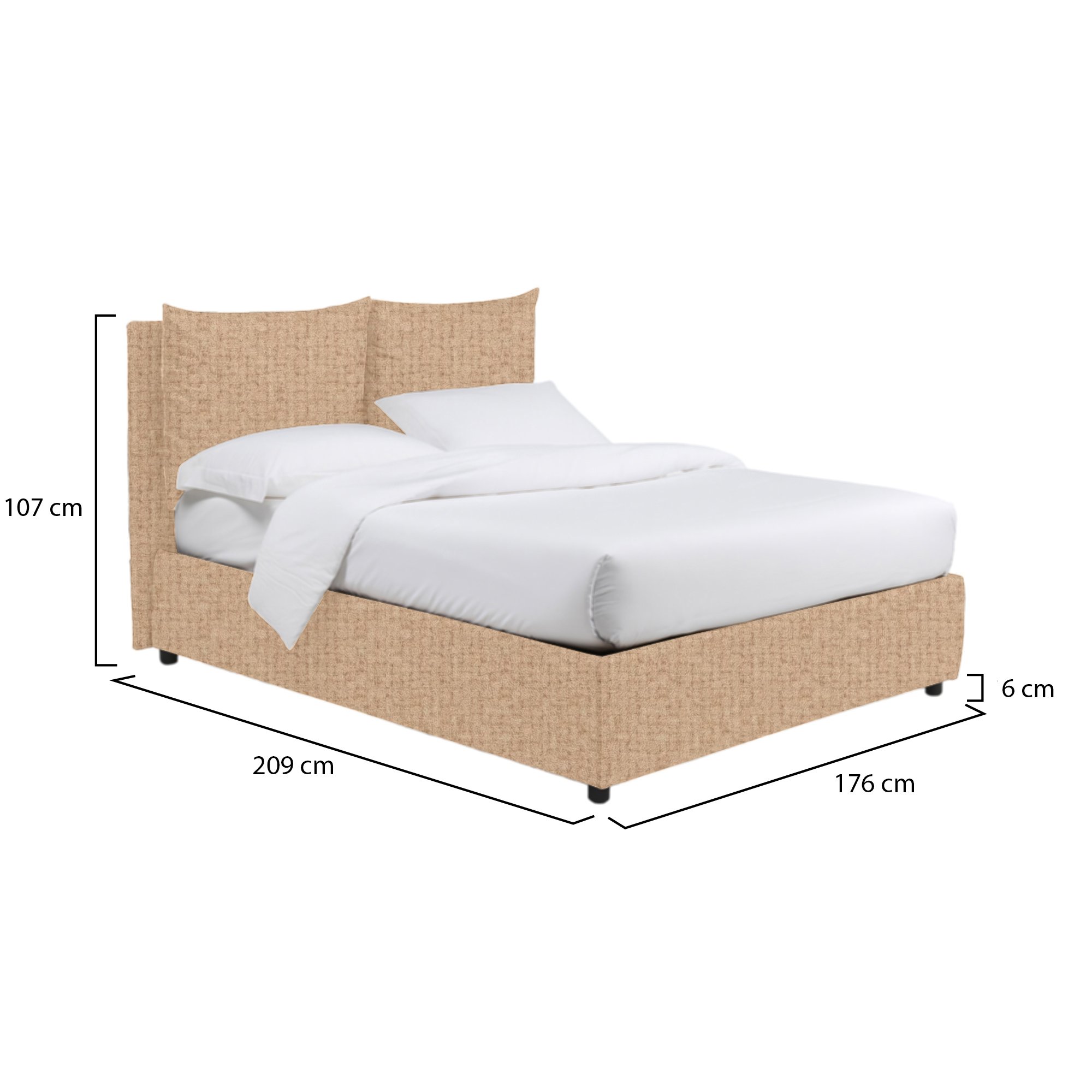 Letto matrimoniale beige con contenitore