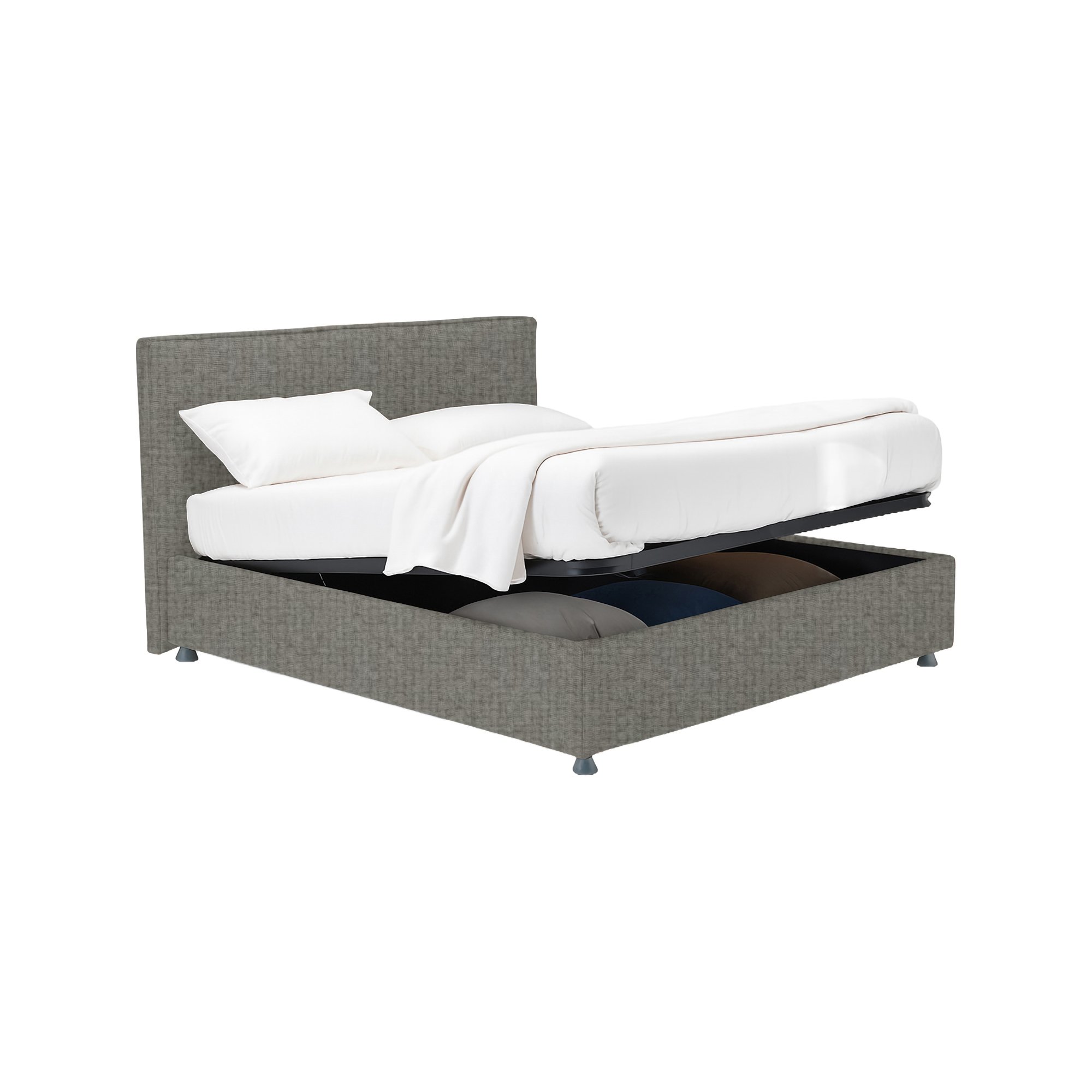 Letto singolo sfoderabile con contenitore grigio cenere