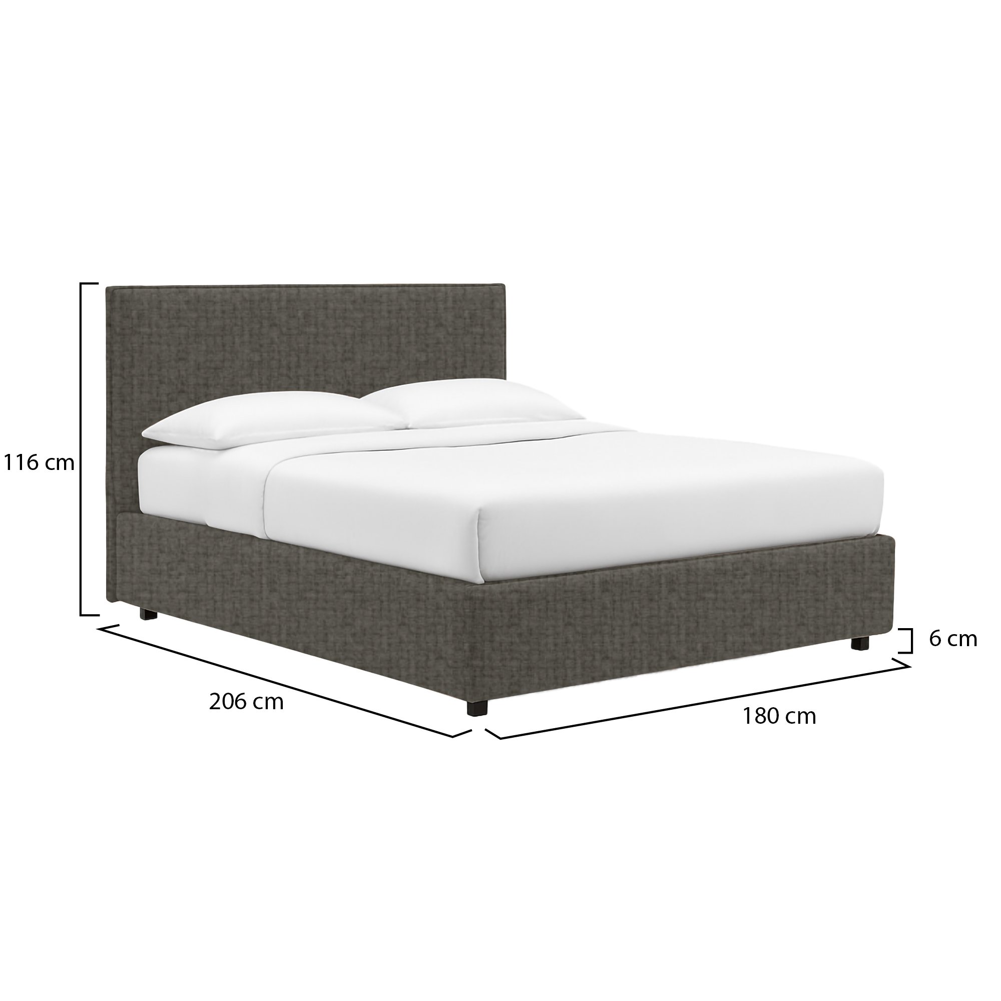 Letto Matrimoniale Grigio Tortora con contenitore