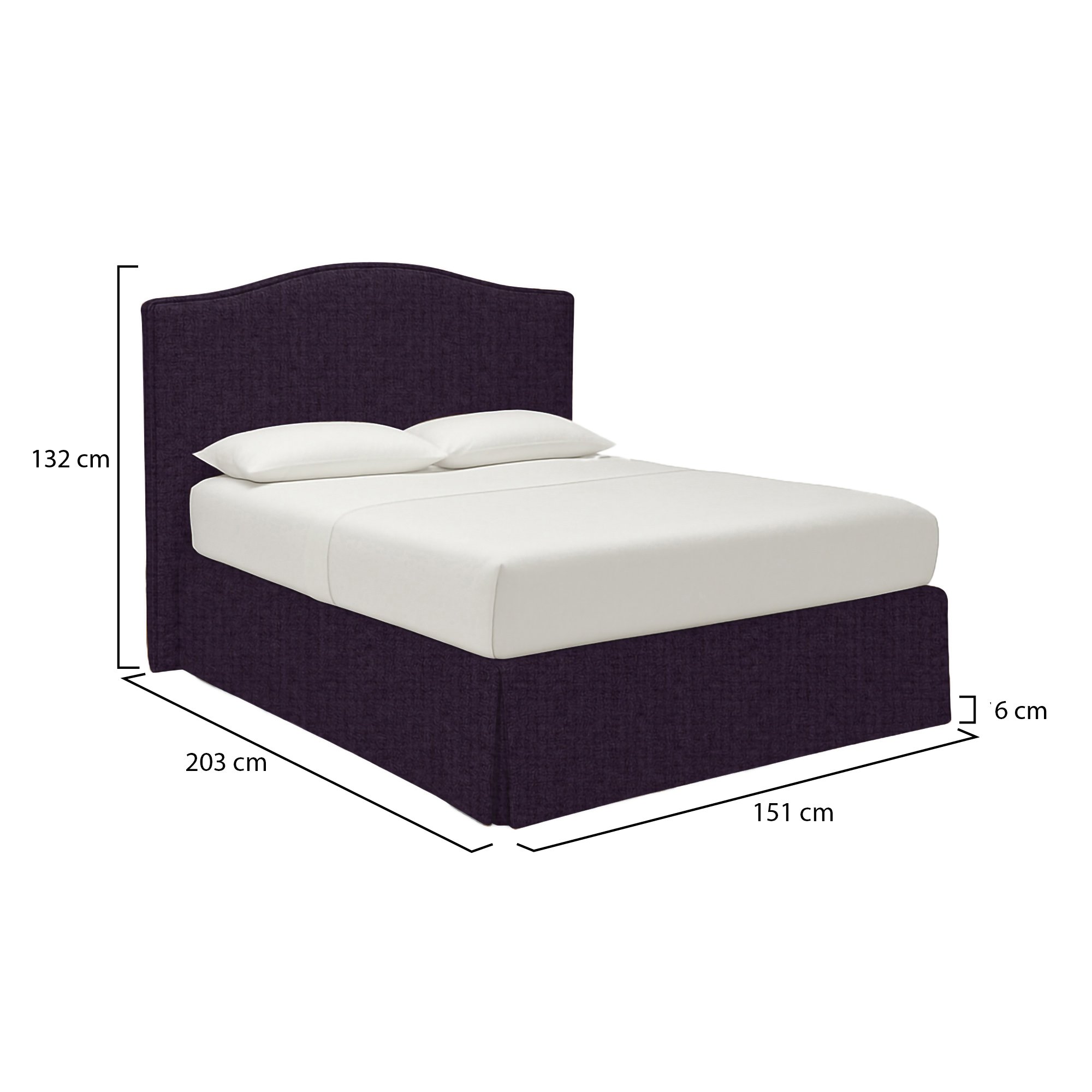 Letto piazza e mezza in tessuto viola con contenitore e struttura in metallo