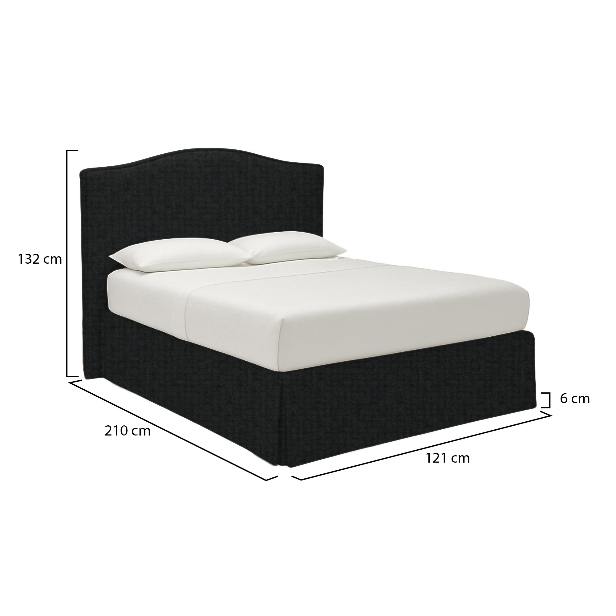 Letto singolo grigio scuro sfoderabile con contenitore, misure precise