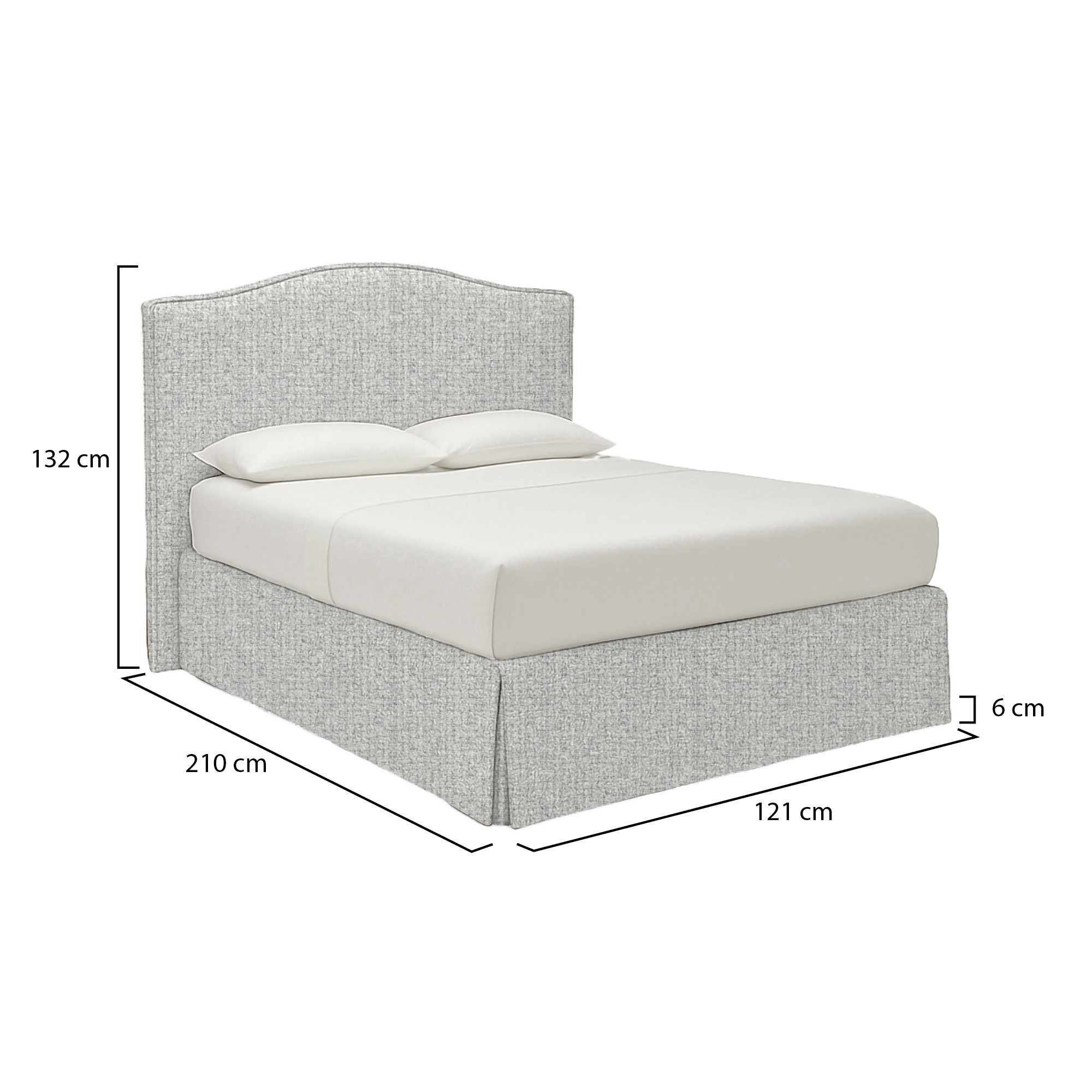 Letto singolo grigio chiaro con contenitore e struttura robusta