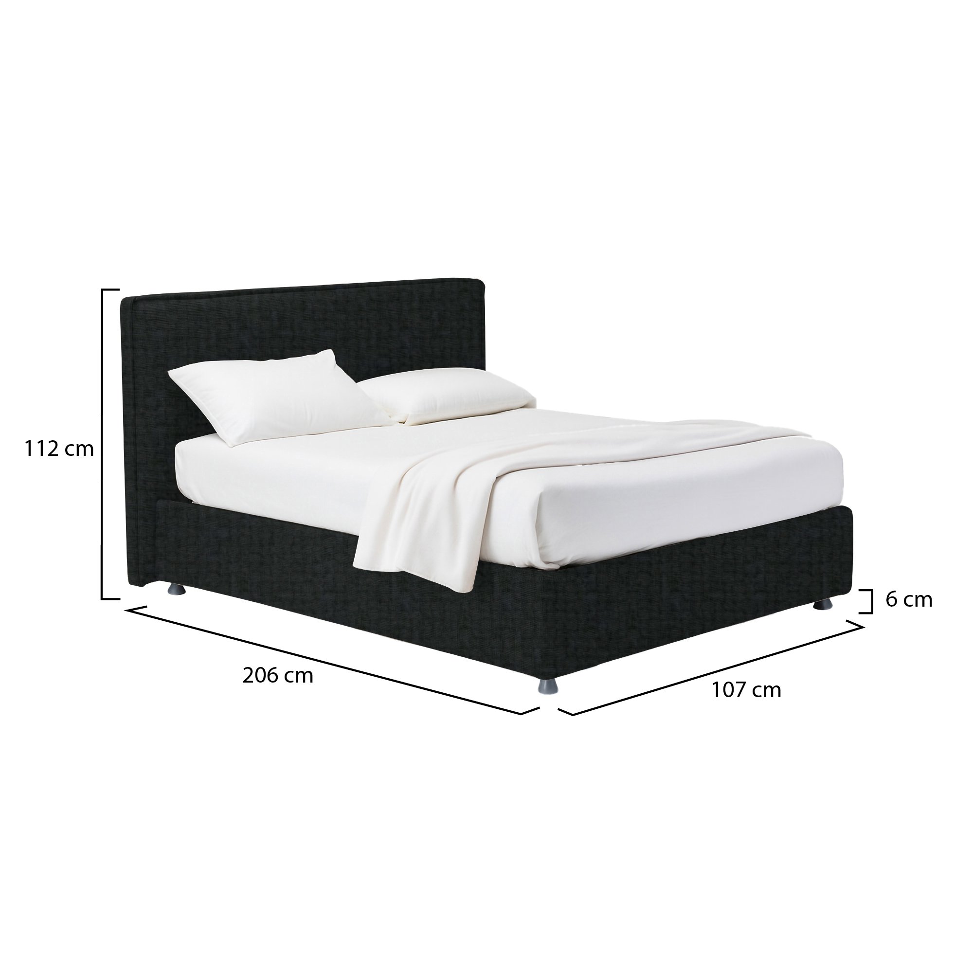 Letto singolo sfoderabile con contenitore