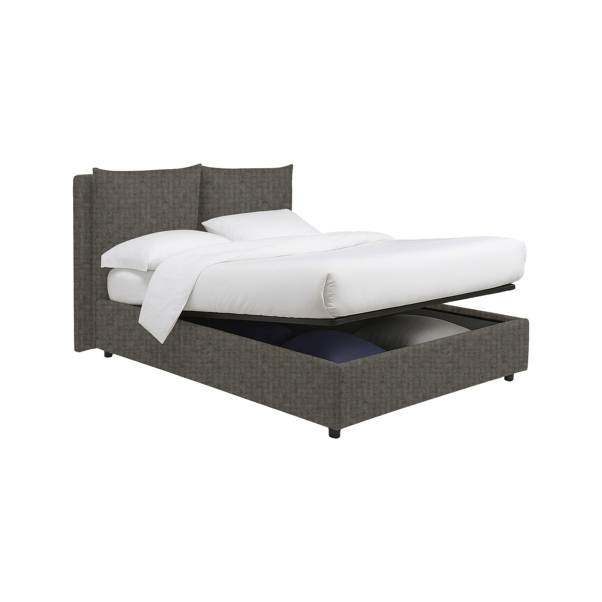 Letto matrimoniale grigio tortora con contenitore
