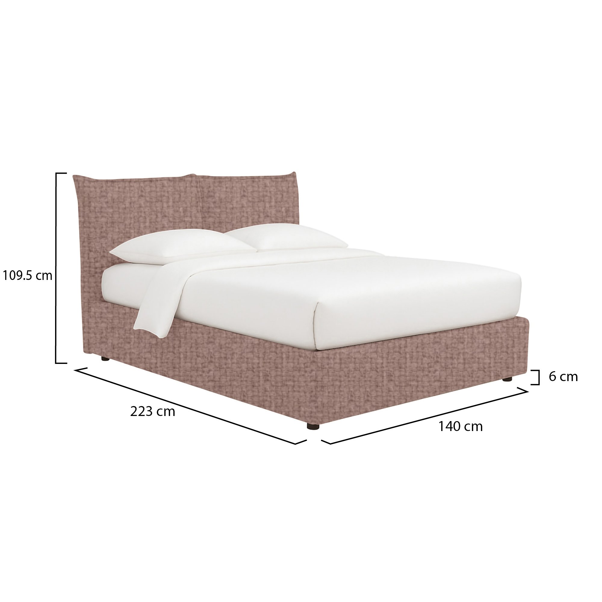 Letto piazza e mezza rosa antico con contenitore