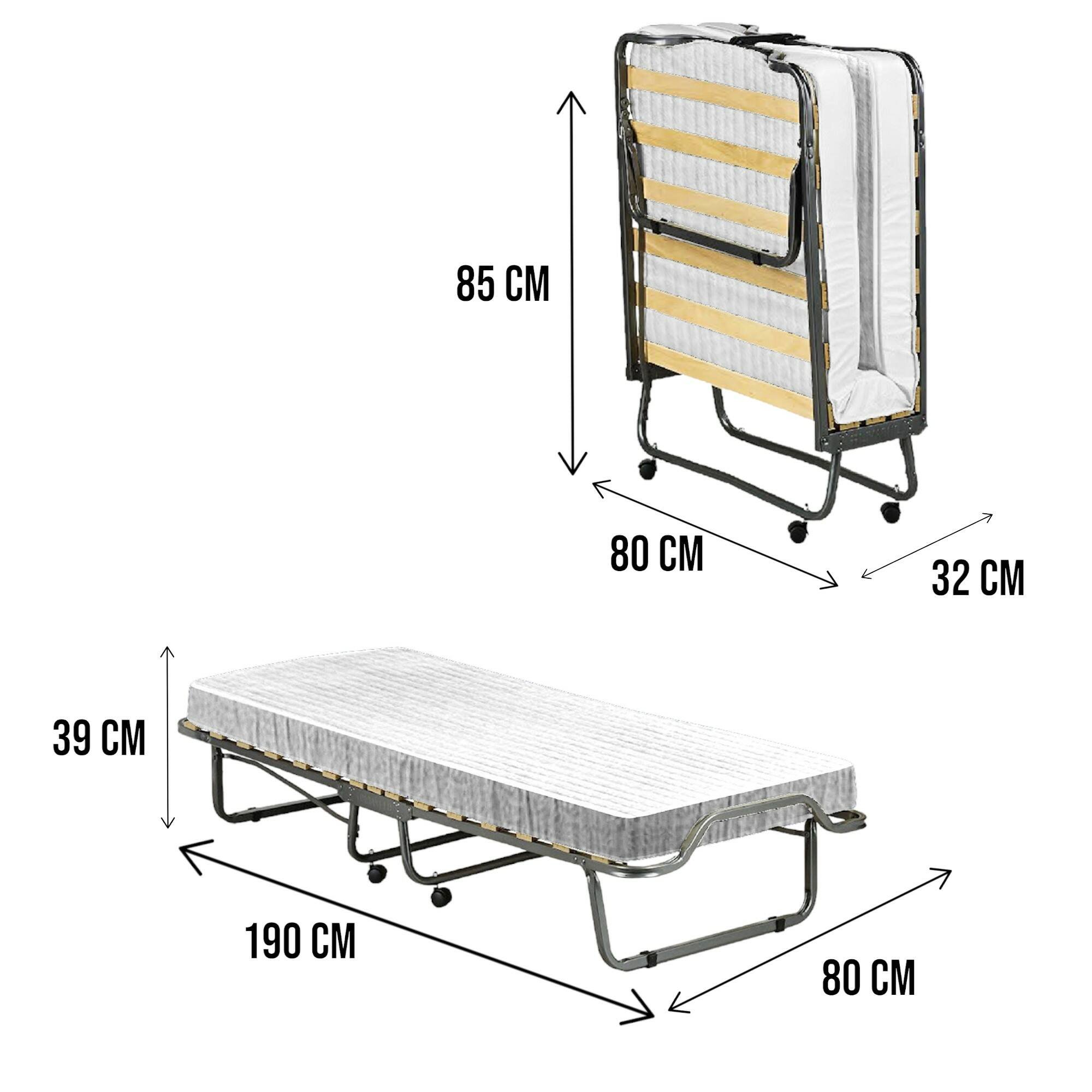 Letto pieghevole nero con materasso incluso