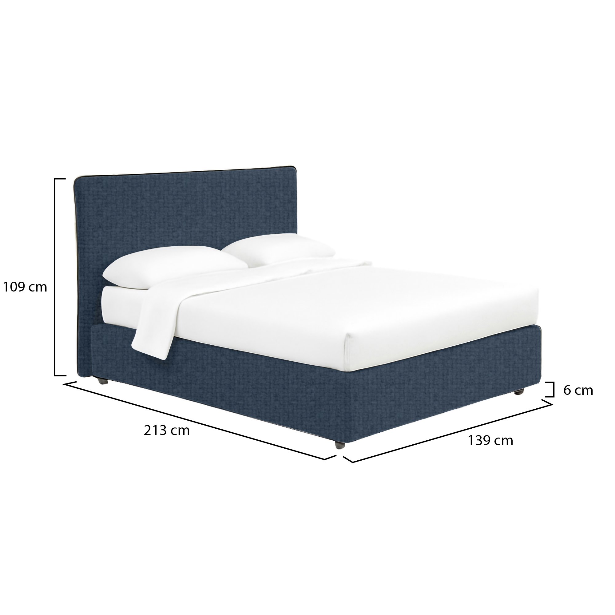 Letto piazza e mezza blu con contenitore e rete inclusa