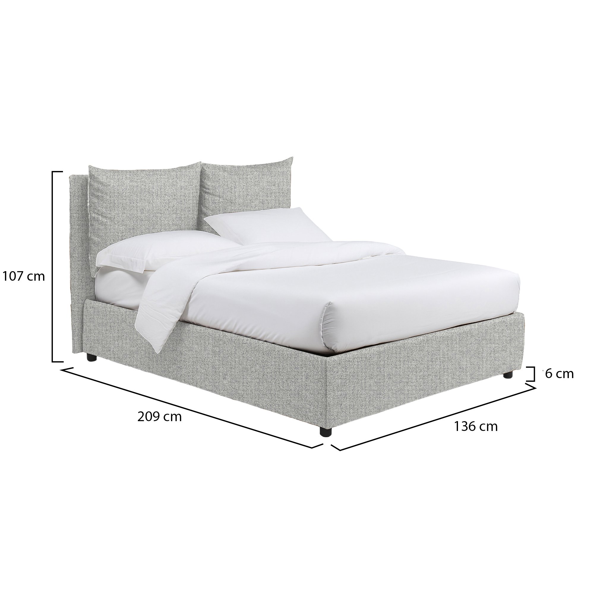 Letto piazza e mezza Dmora con contenitore e design moderno