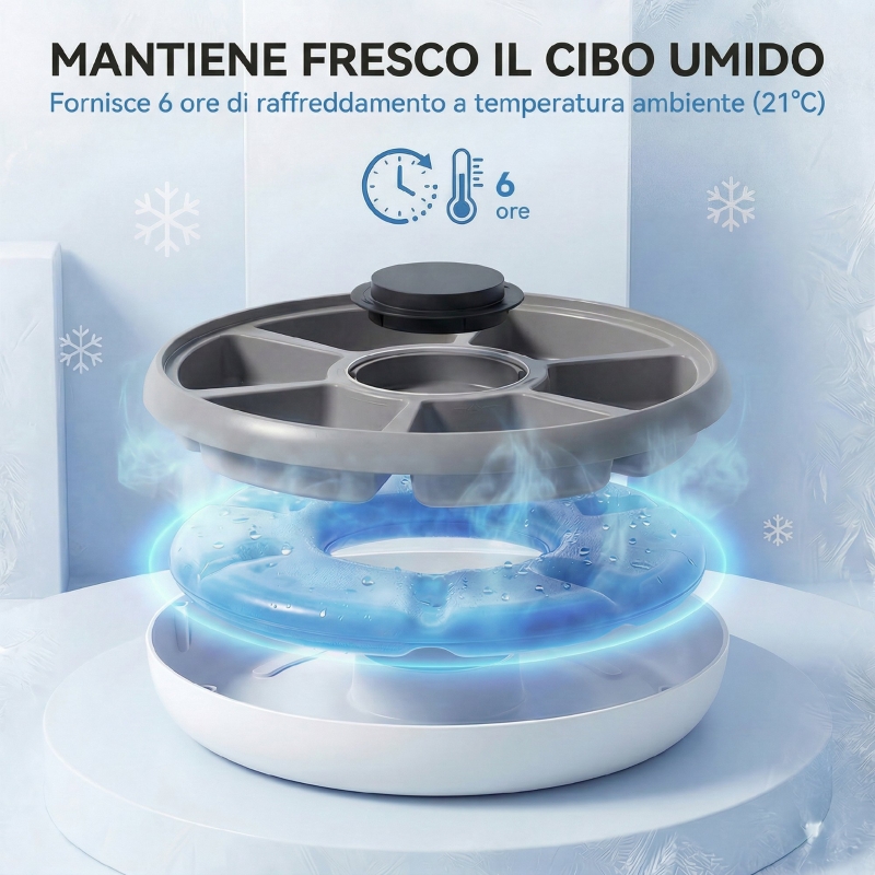 Distributore Automatico Cibo Gatti e Cani con Timer e Display LED, 1-6 Pasti al Giorno, per Cibo Secco e Umido