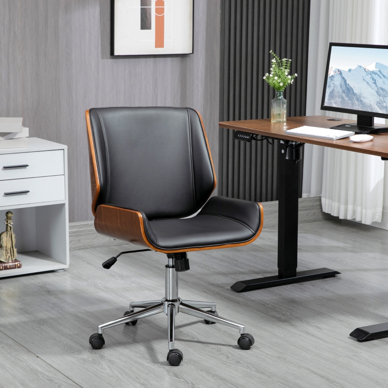 Chaise de bureau design vintage hauteur réglable pivotant 360° piètement chromé 51 x 65,5 x 86-96 cm gris