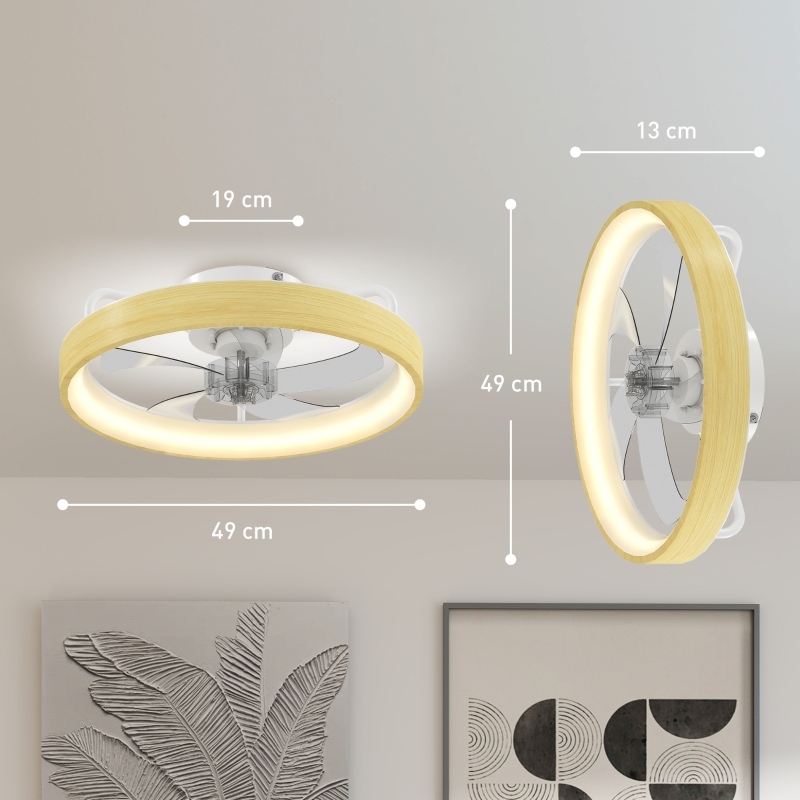 Ventilateur plafond avec lumière LED plafonnier ventilateur Ø49cm 7 pales 6 vitesses luminosité réglable mode été-hiver