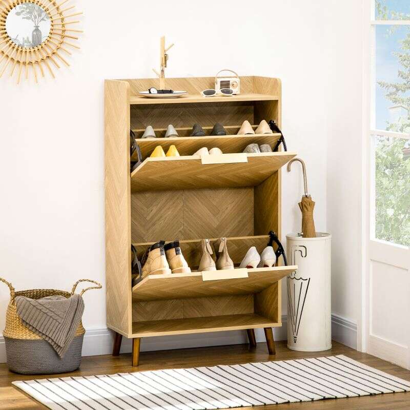 Meuble à chaussures à 2 abattants pour petit entrée salon chambre 70 x 30 x 120 cm