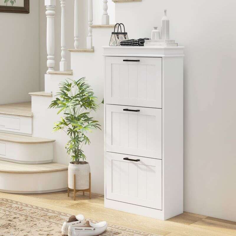 Three-Drawer Minimalistic Shoe Storage Cabinet, for 15 Shoes