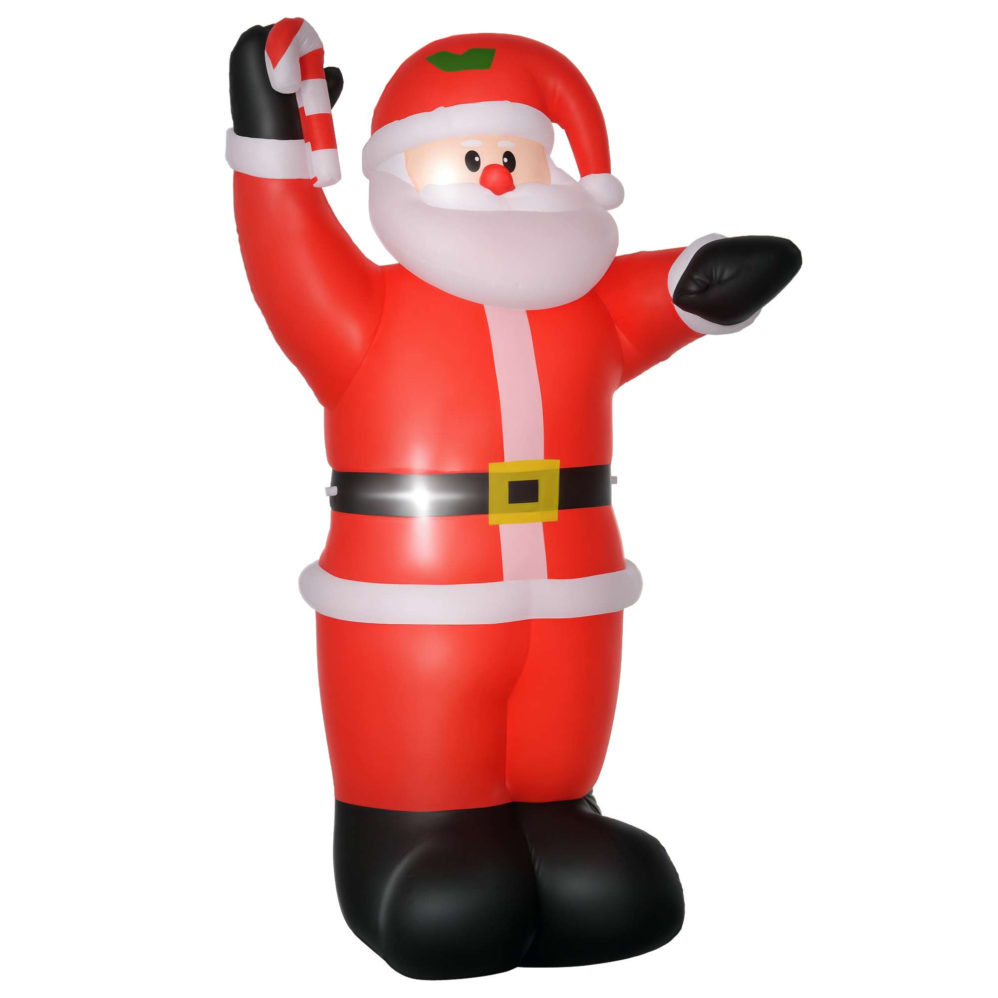 Père Noël Gonflable de Noël 2,4 m avec Lumières LED et Sucre d'Orge, Décoration Extérieure Lumineuse, 160x90x240 cm