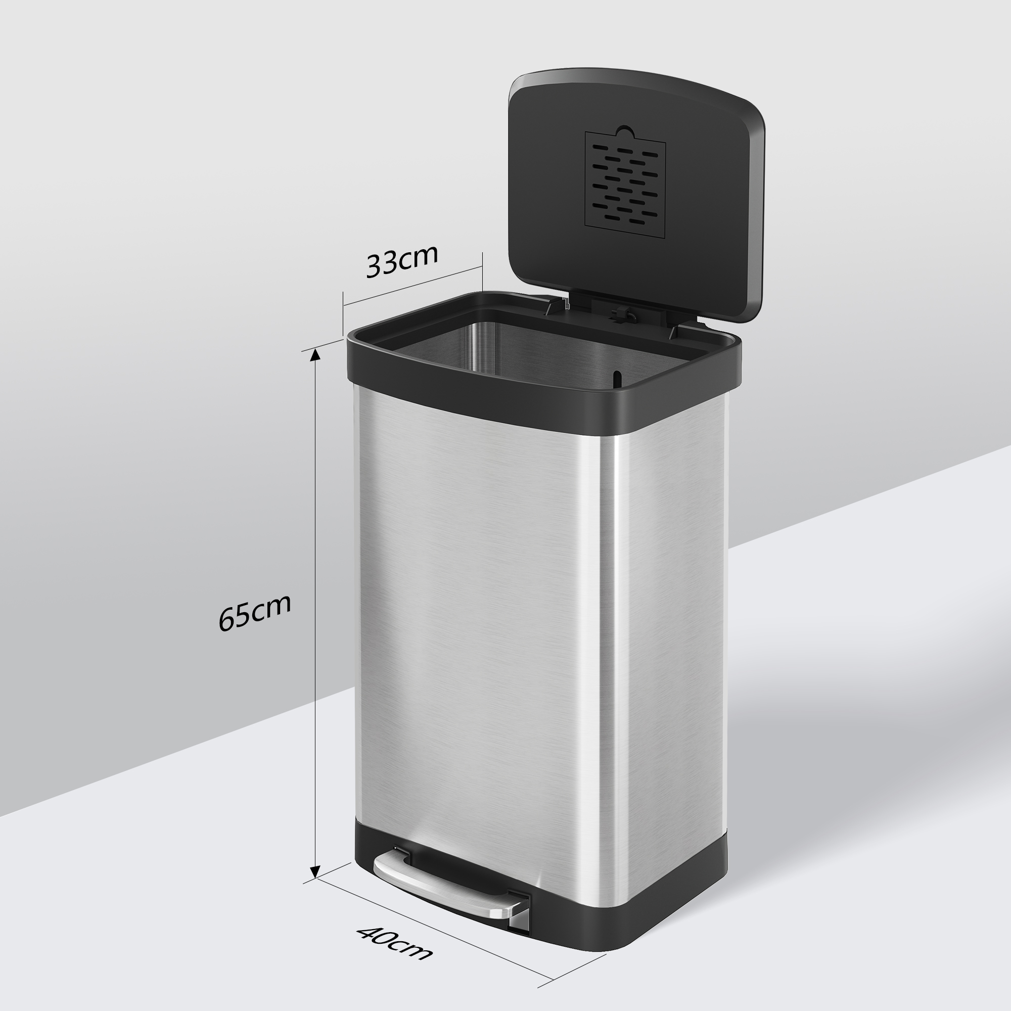 Poubelle à pédale 55 L argent vue générale