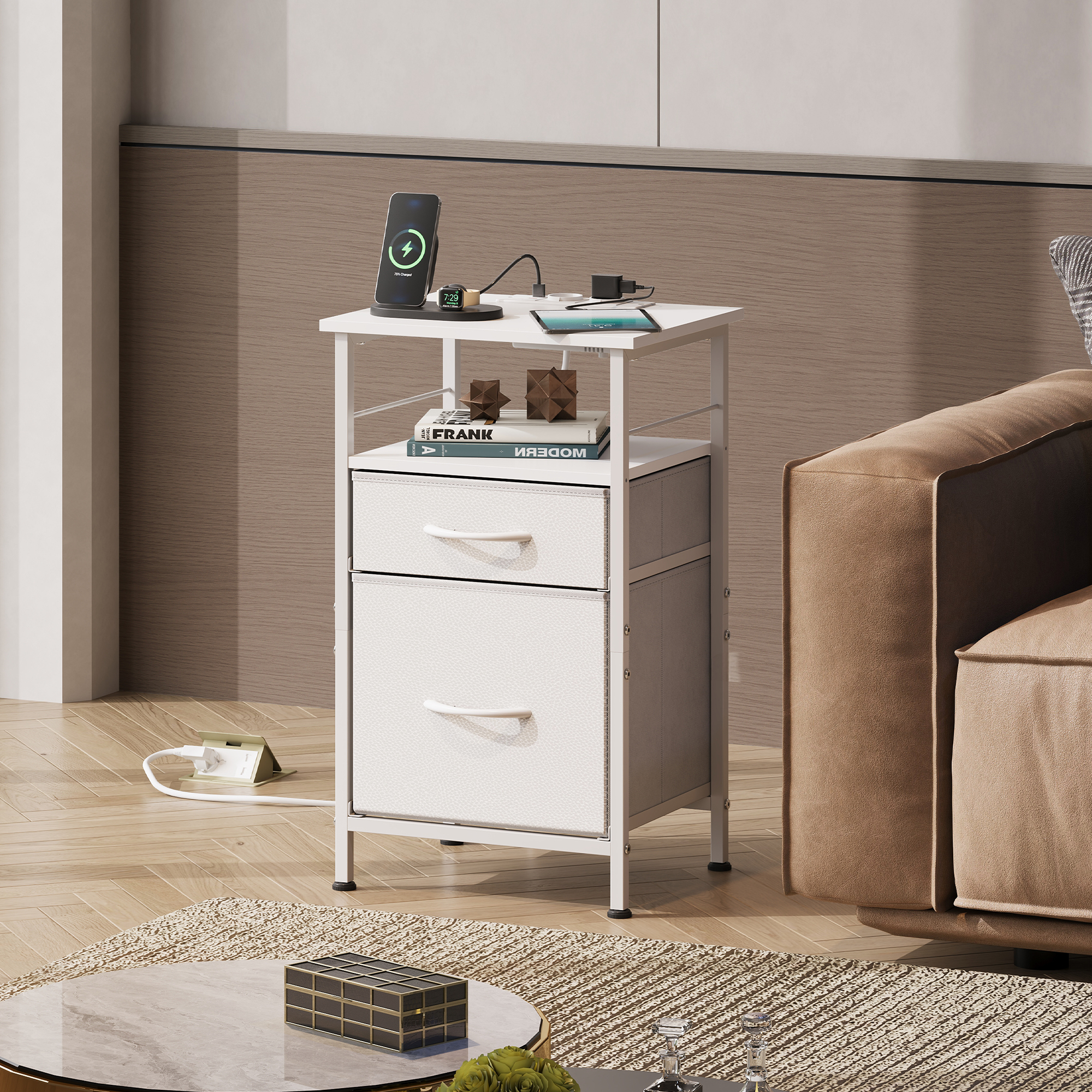 Table de chevet avec chargeur vue générale
