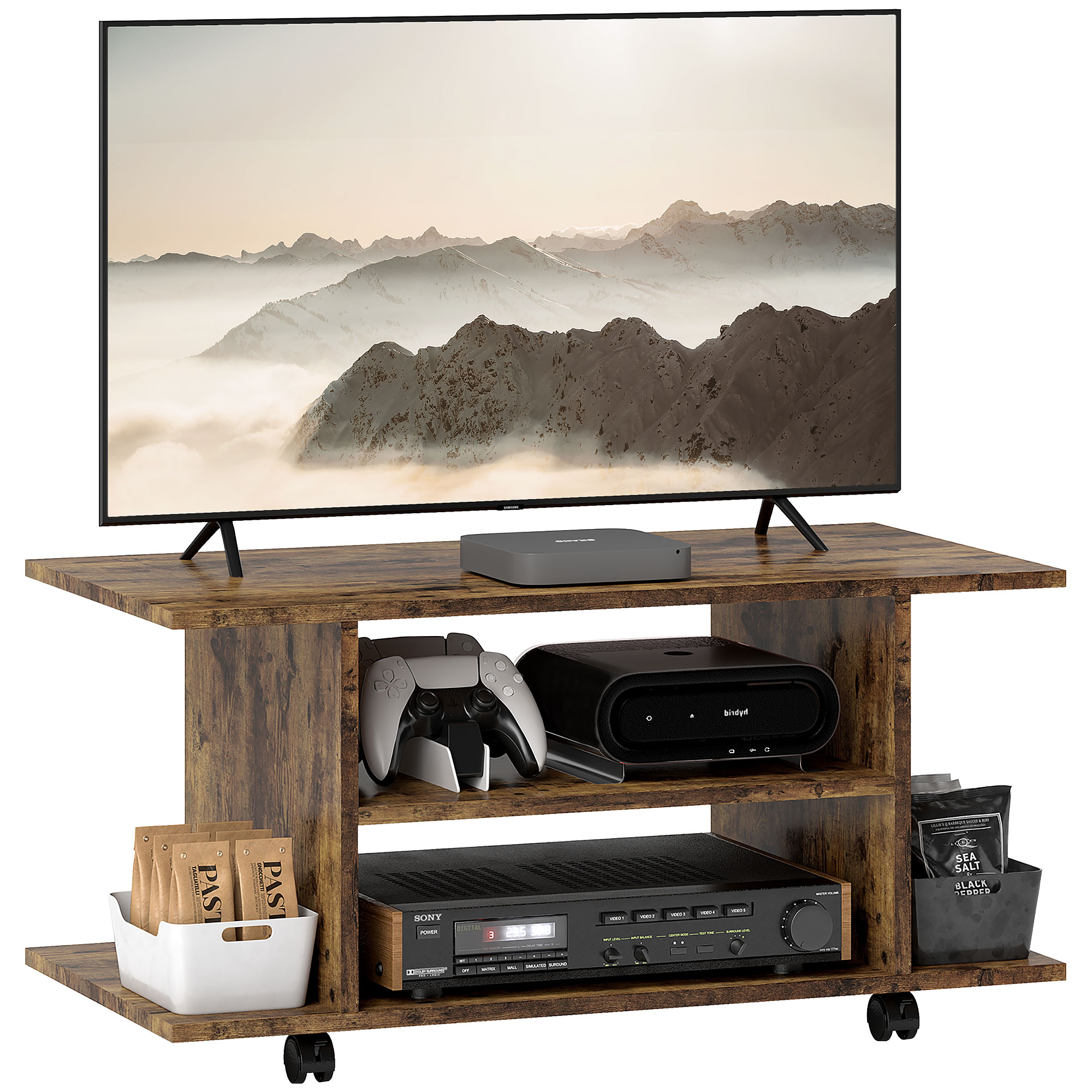 Mobile TV marron rustique