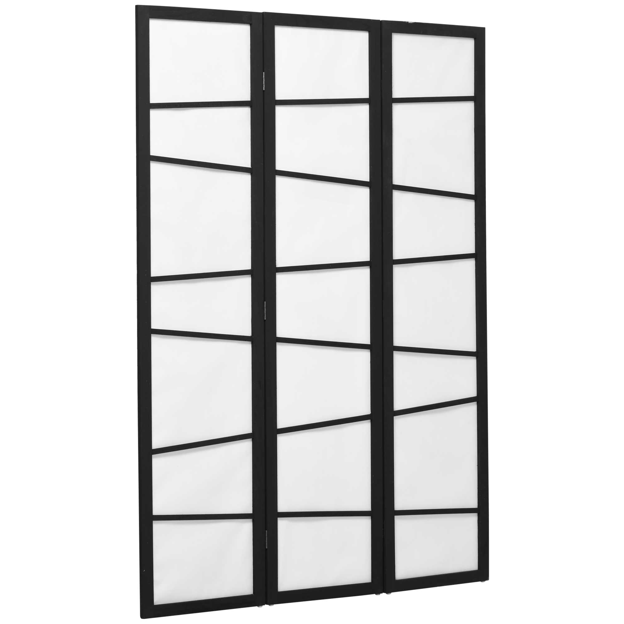 Paravent Irovami bois noir/blanc 120x170cm vue générale