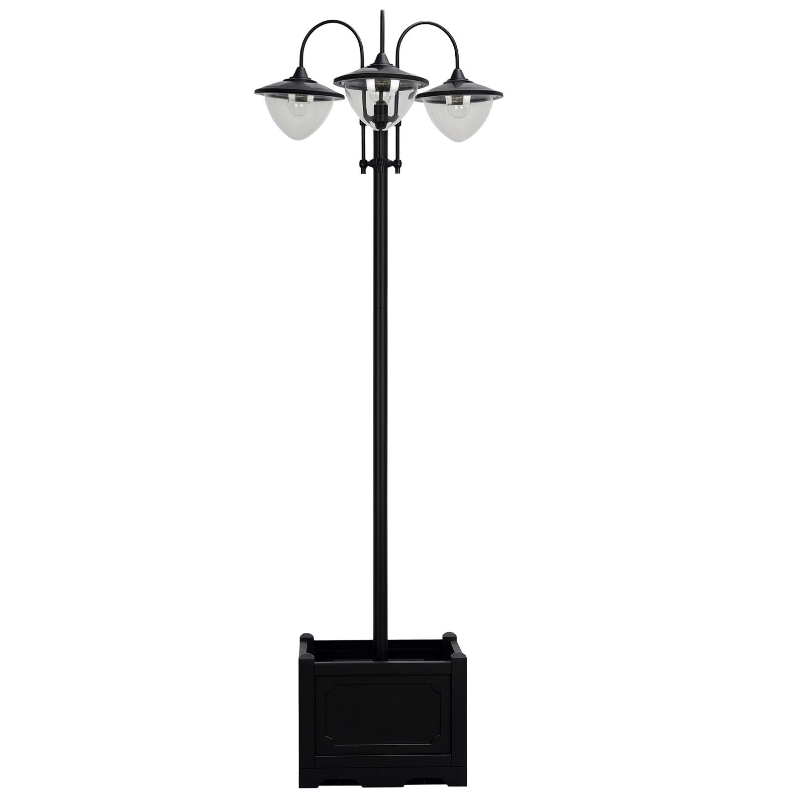 Lampadaire solaire extérieur 3 têtes style rustique