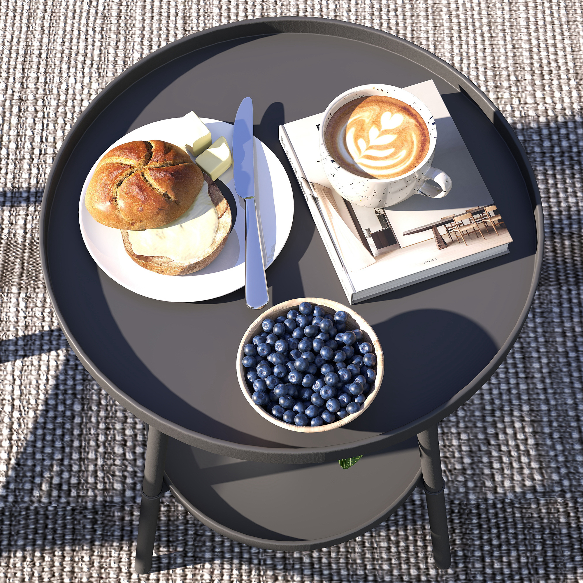 Table basse ronde 2 niveaux metal - Vue 5