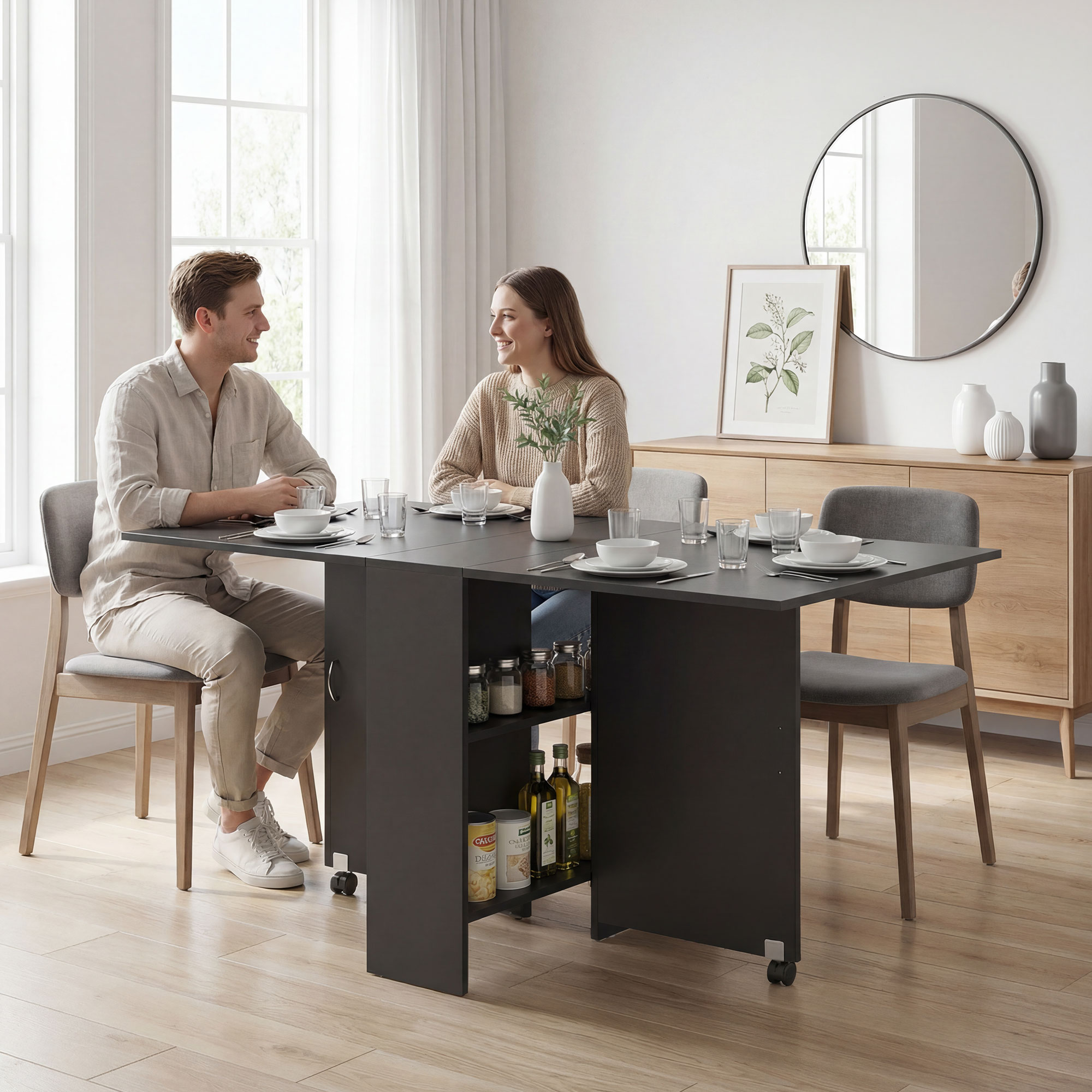 Table abattante dans un petit espace bureau ou atelier