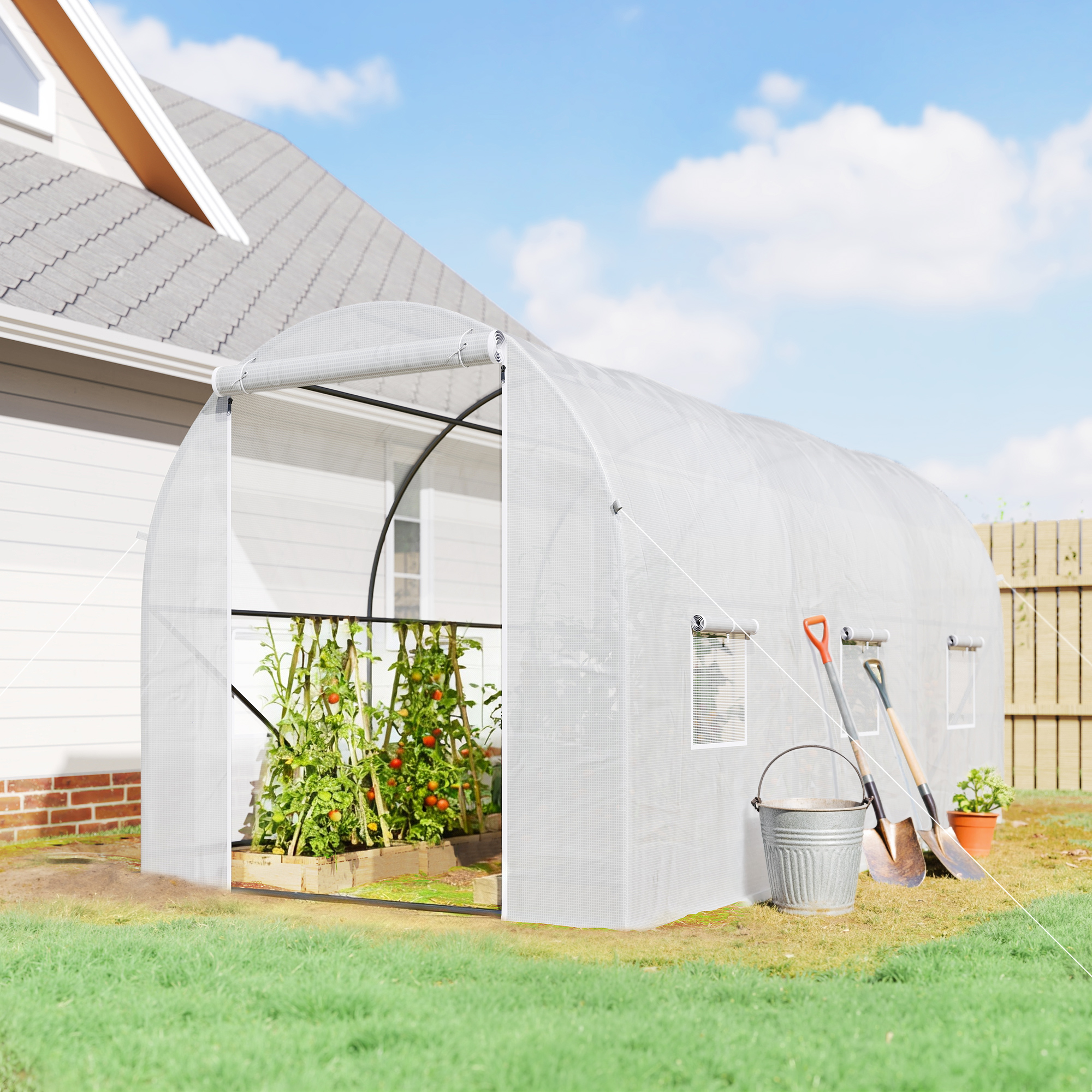 Montage serre jardin tunnel facile structure acier renforcé