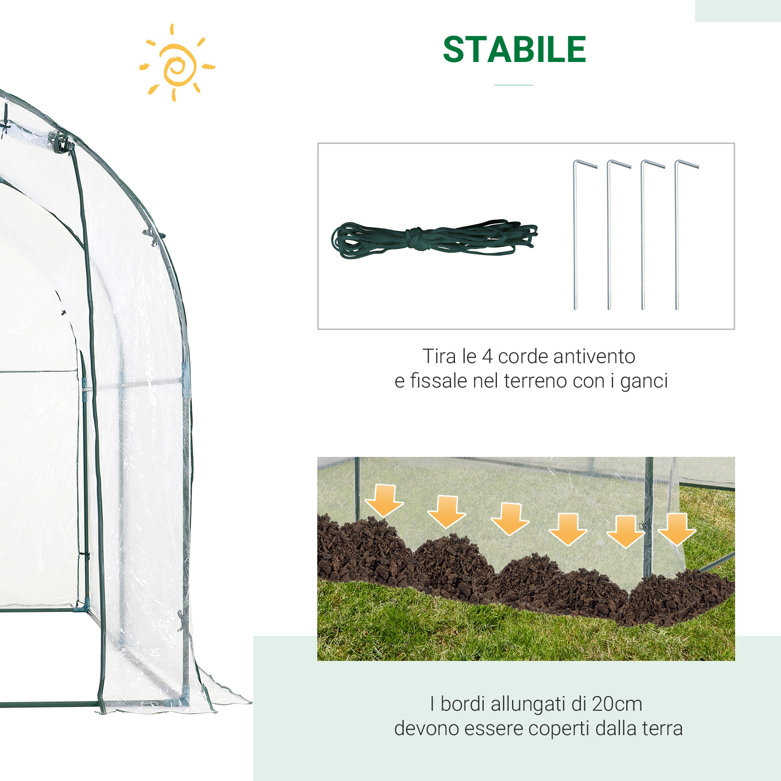 Ancrage serre 4 cordes anti-vent bords 20cm à enterrer