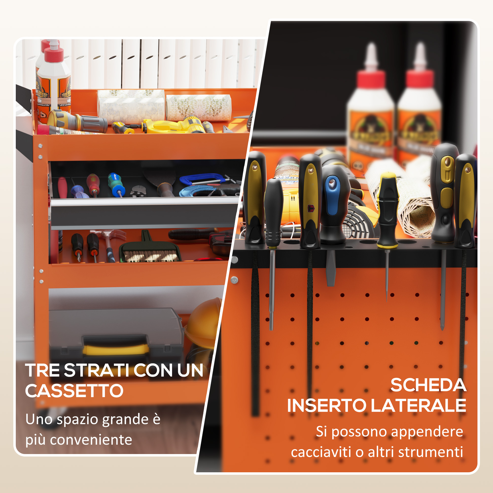 Tiroir coulissant et panneau perforé latéral