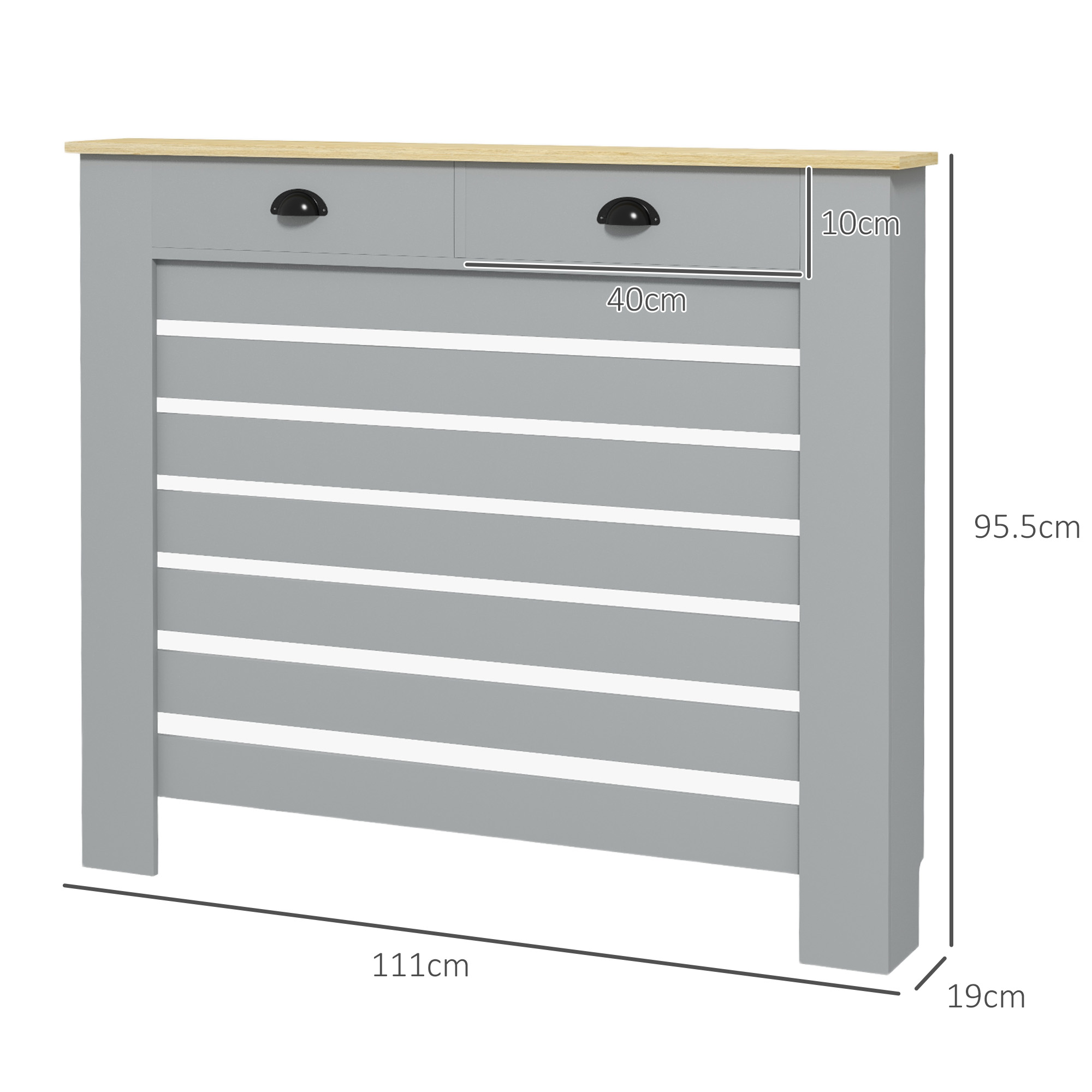 Schéma dimensions cache radiateur 111x95,5x40cm