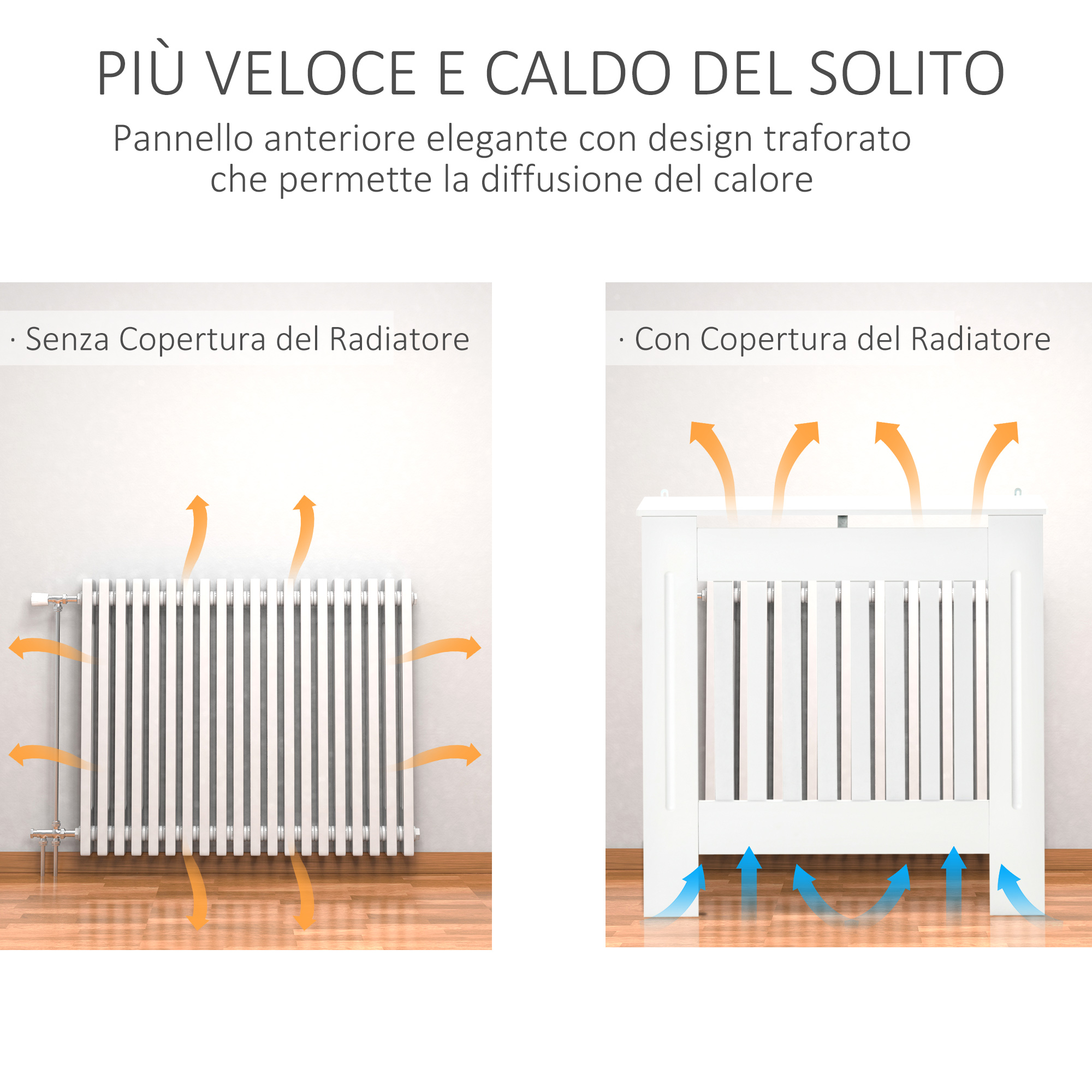 Cache‑radiateur blanc MDF 78cm