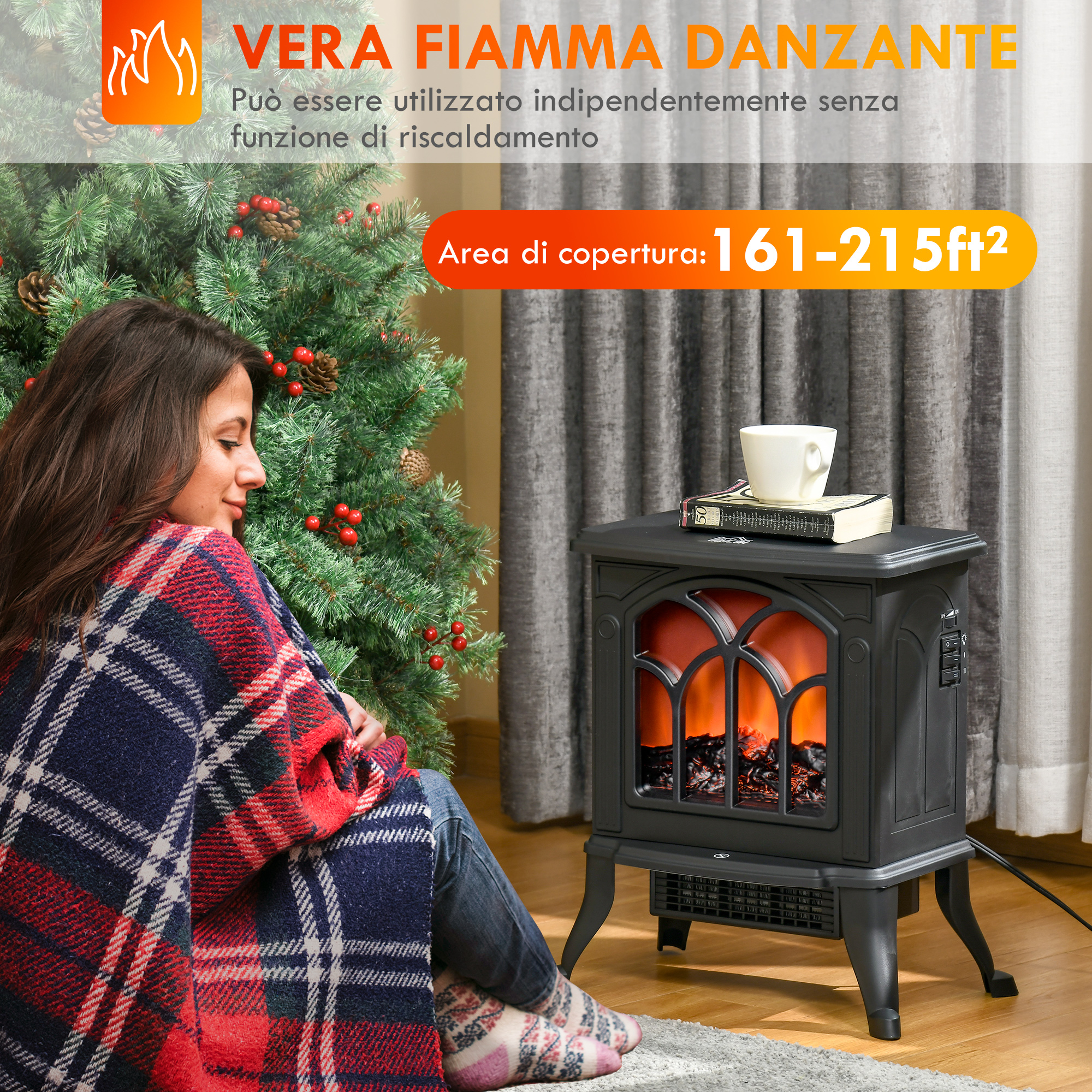 Cheminée électrique rétro effet flamme LED