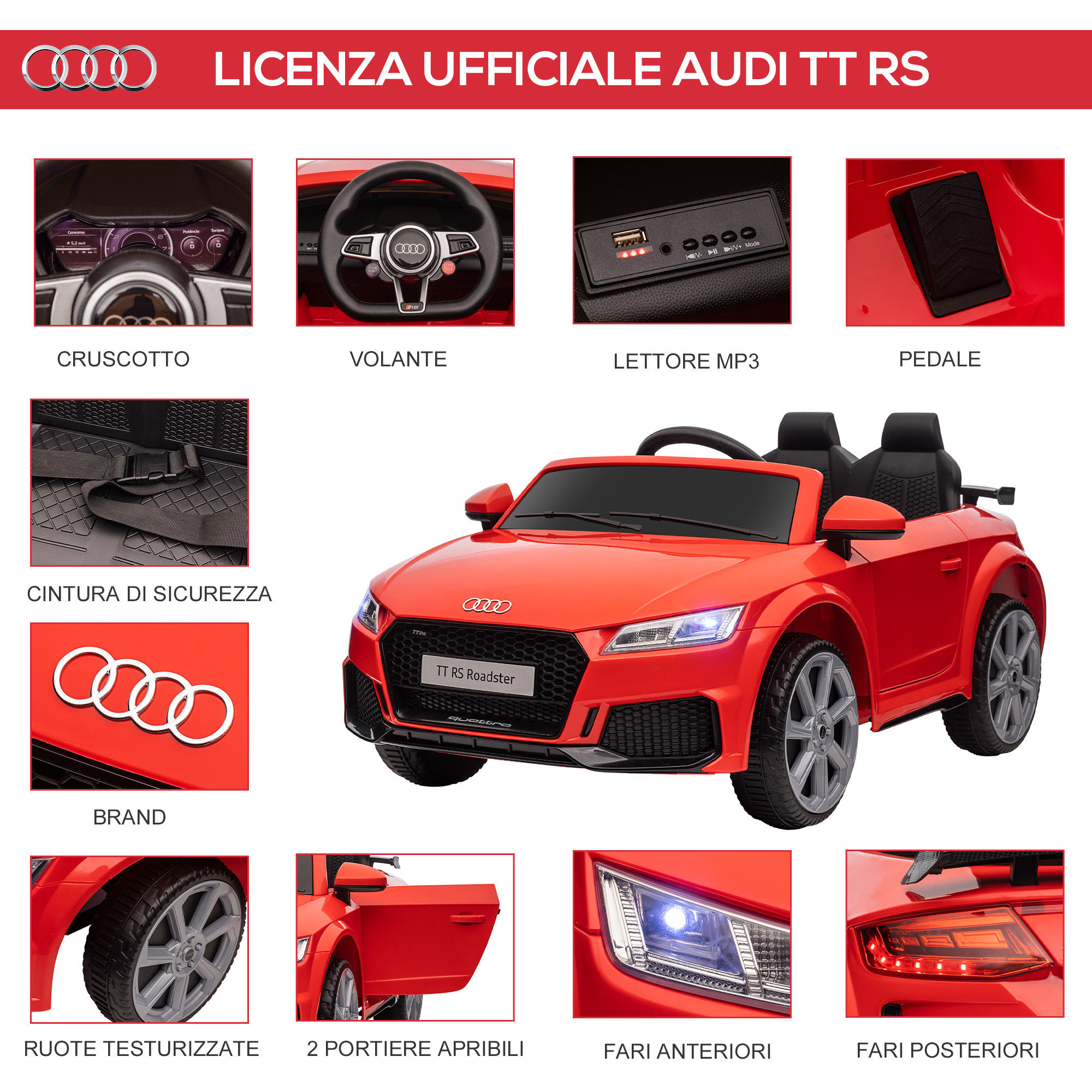 Tous les détails Audi TT RS : volant, MP3, pédales, ceintures