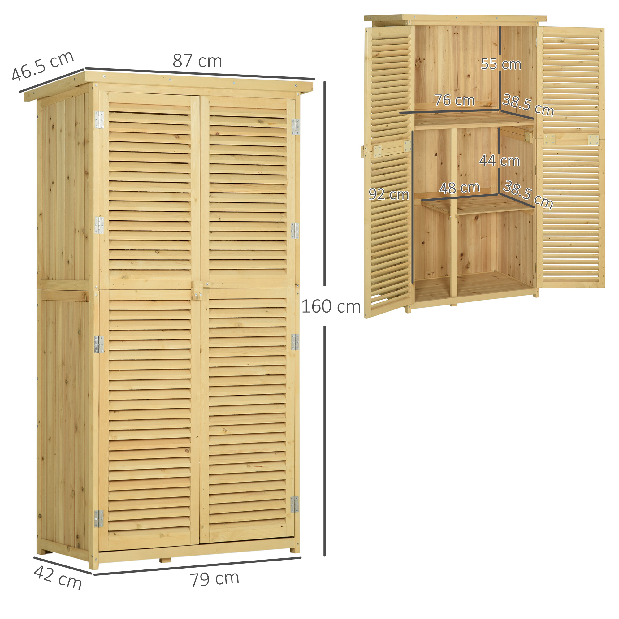 Détail des portes verrouillables et du toit incliné