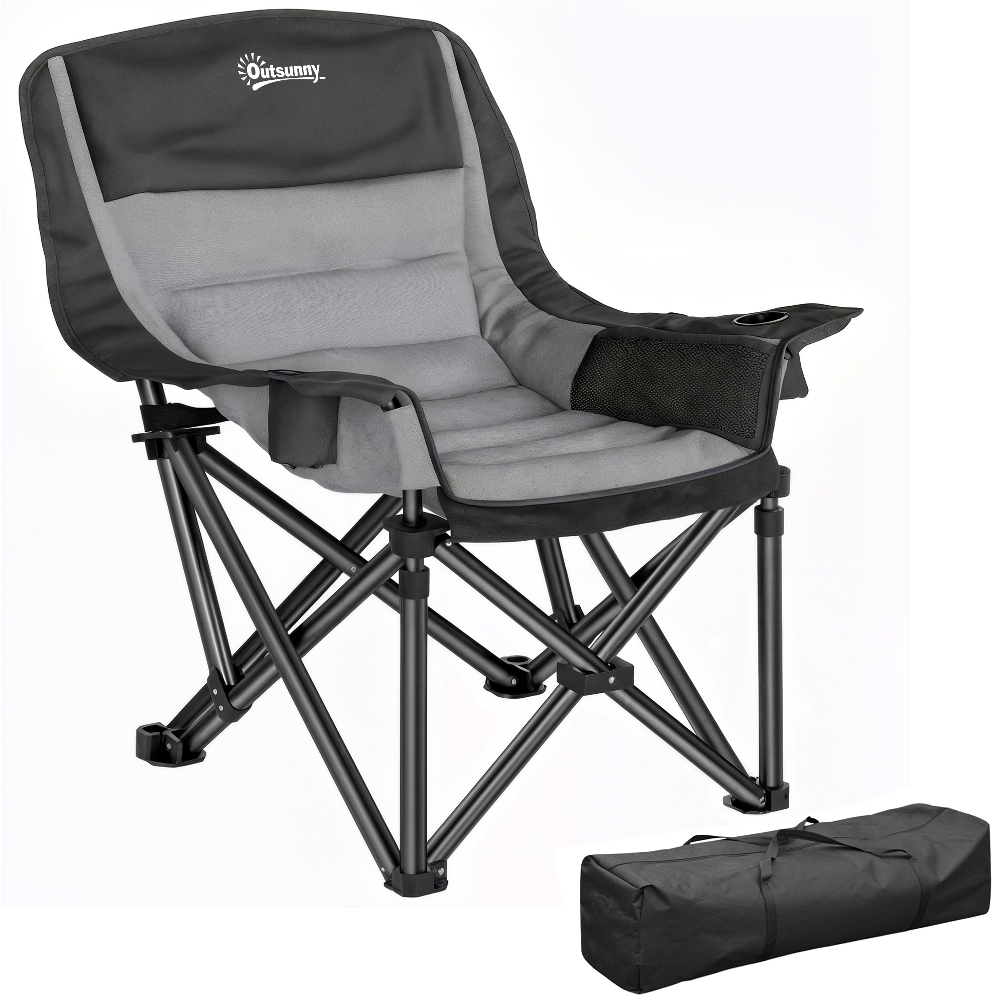 silla de camping acolchada con portavasos