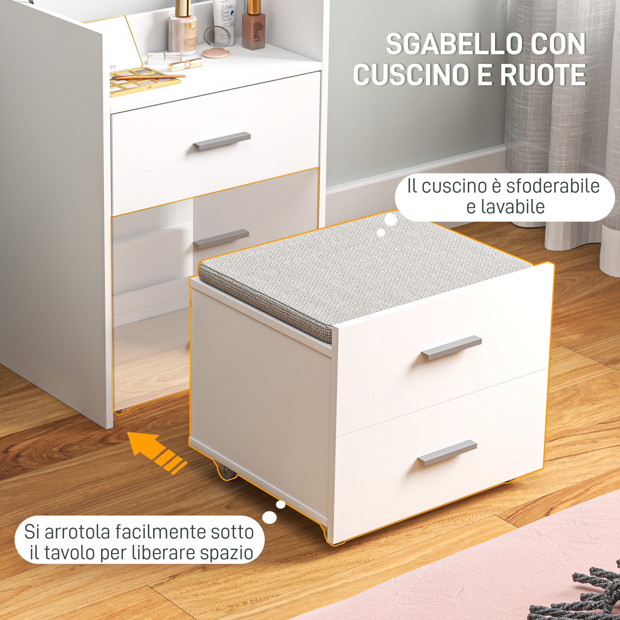 Drawers and shelfs for vanity storage