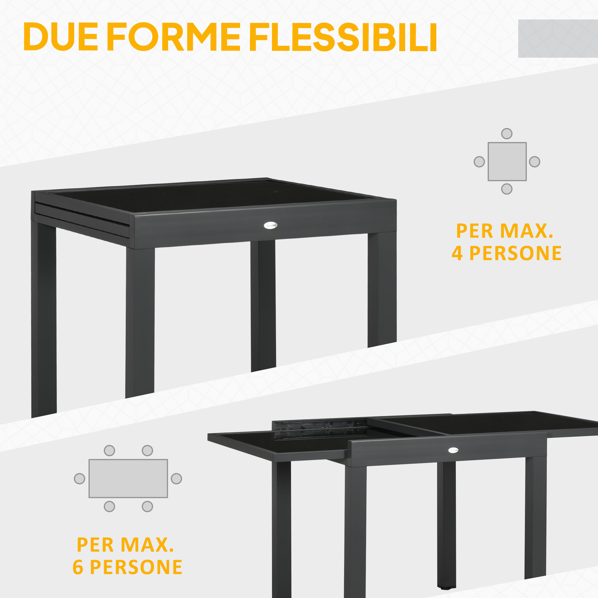 Table de jardin extensible 80-160cm aluminium verre - Vue 1
