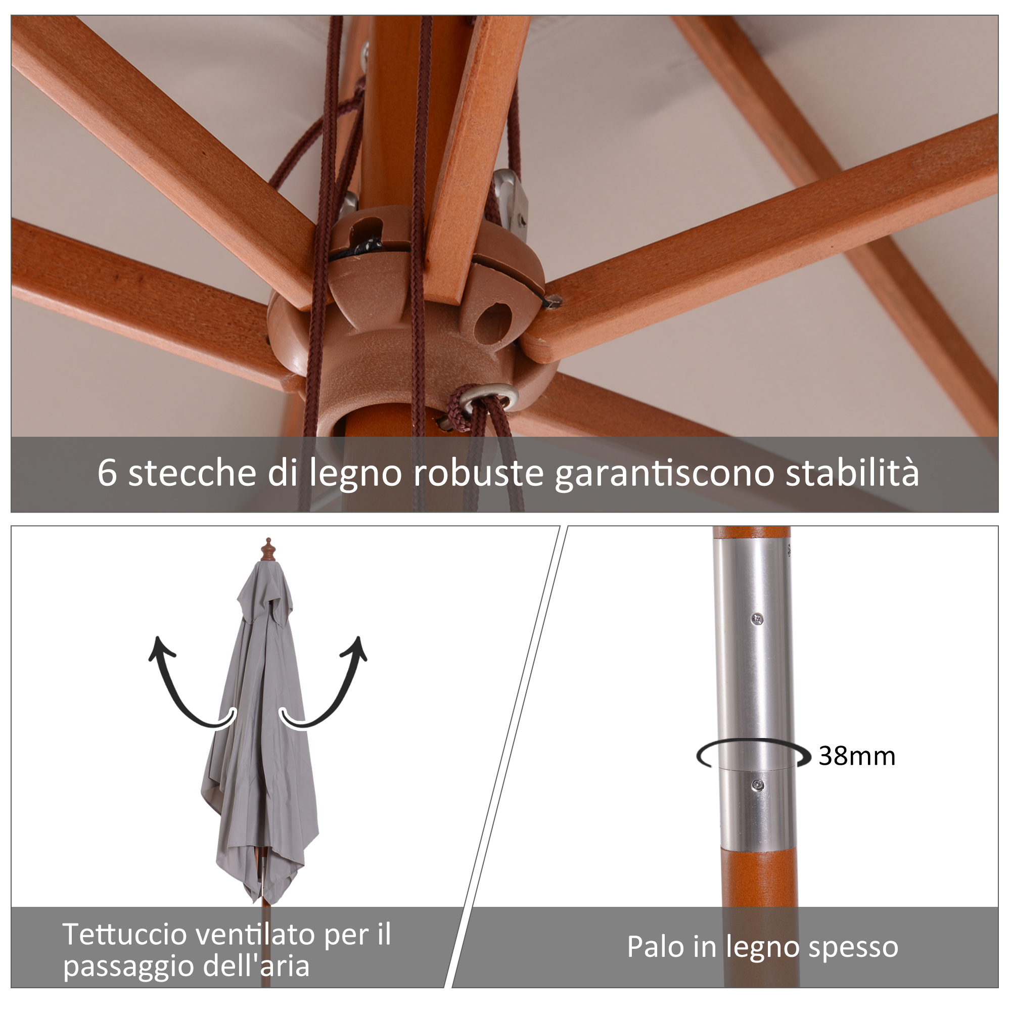 Estructura madera abeto y varillas bambú
