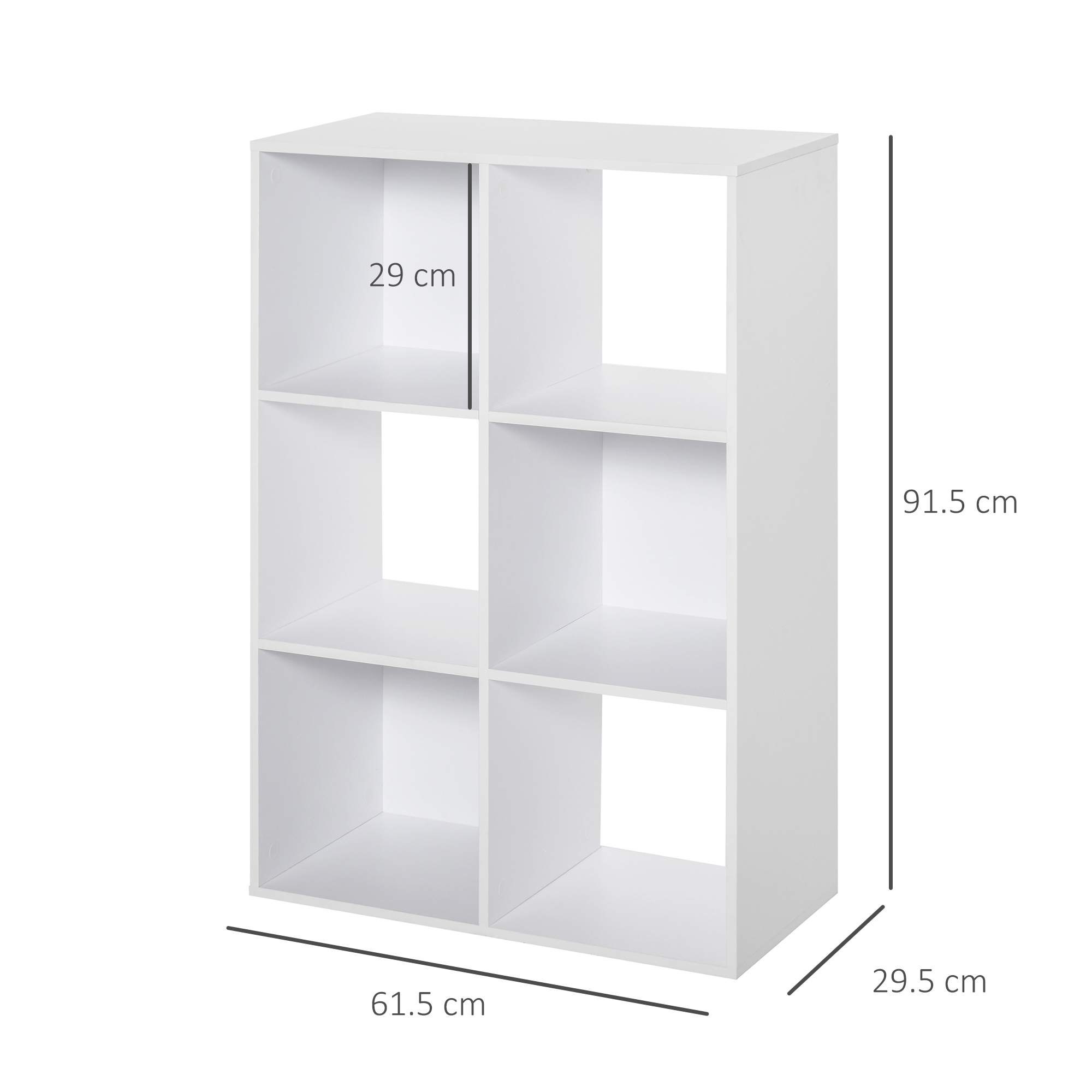 Librería blanca de 6 cubos, vista vertical