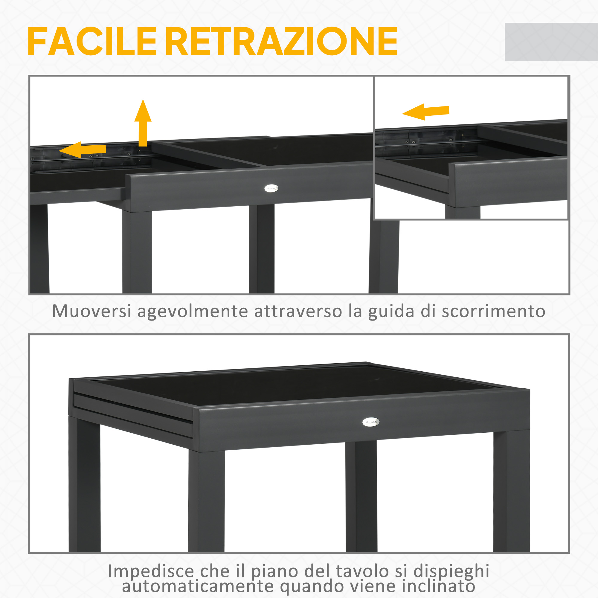 Table de jardin extensible 80-160cm aluminium verre - Vue 2