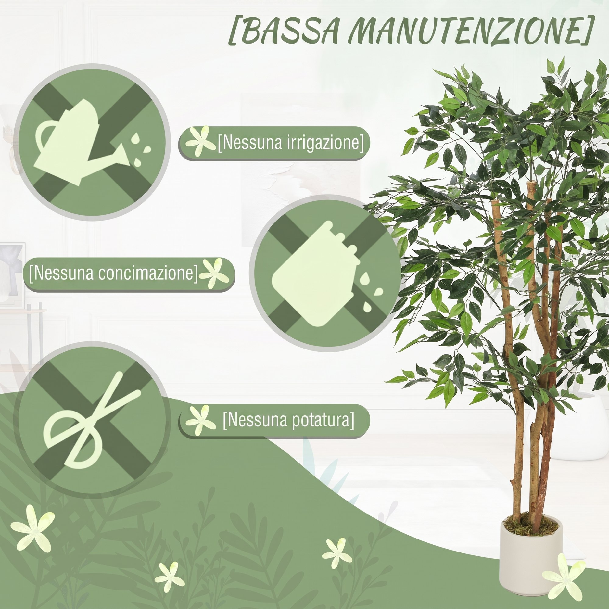 Feuilles PEVA réalistes et troncs bois véritable