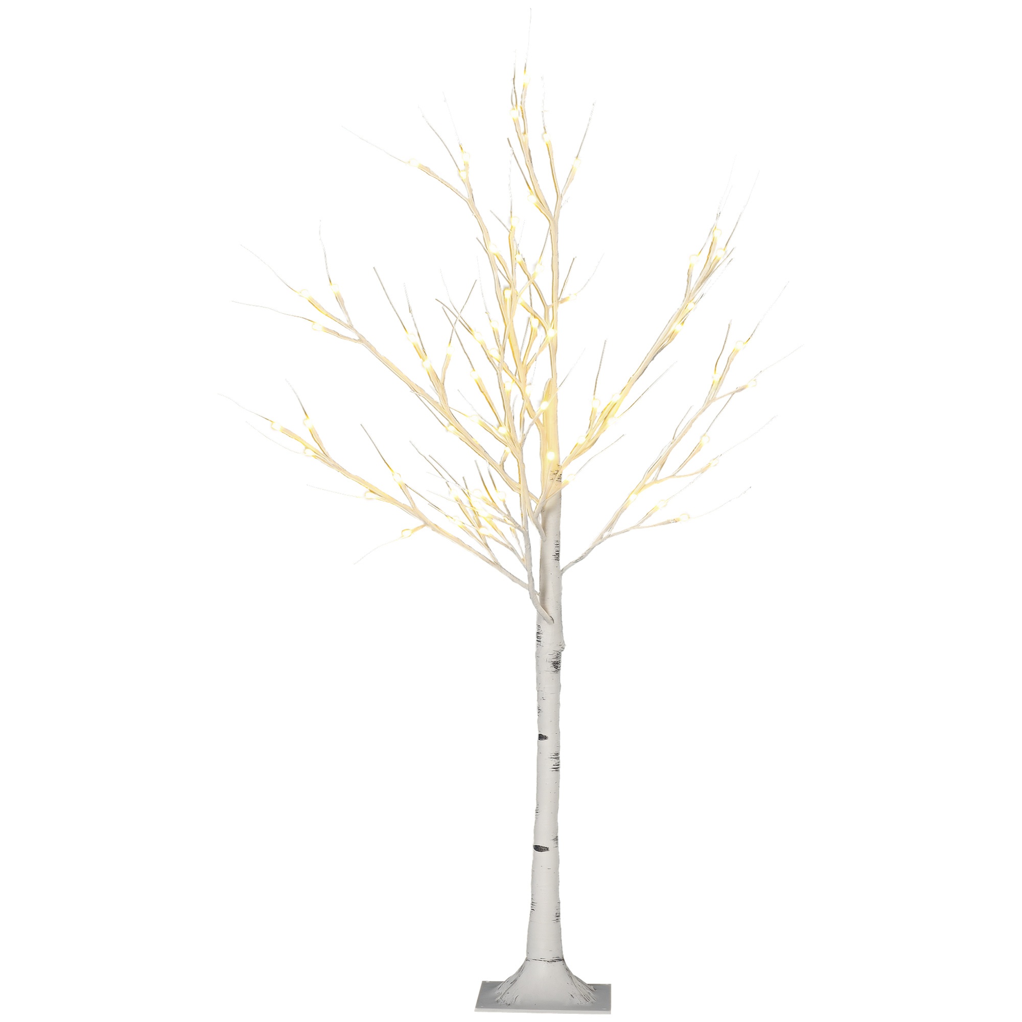Petit sapin de Noël blanc en PP et métal, 72 LED blanc chaud, 17 x 17 x 120 cm, intérieur et extérieur abrité